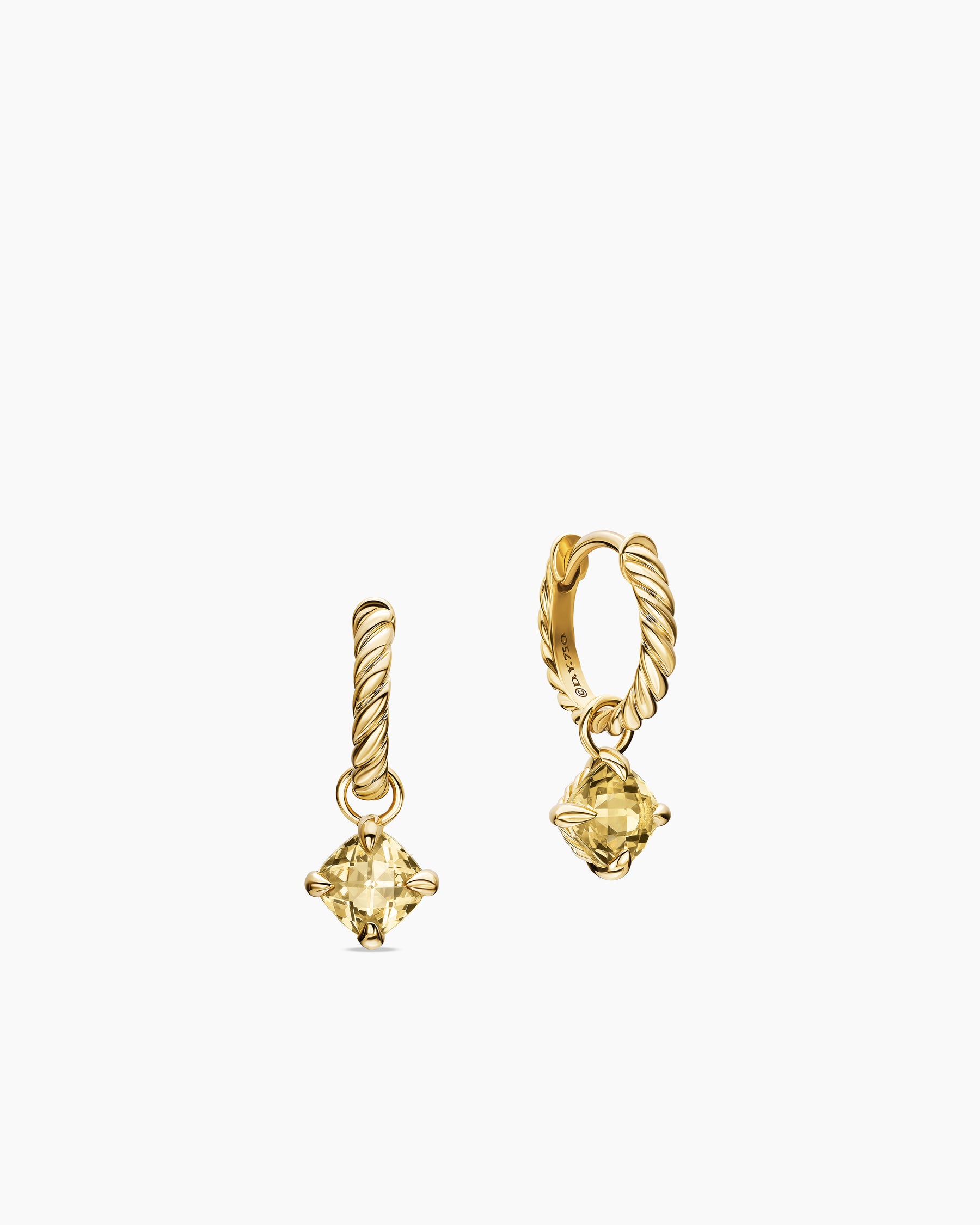 Micro Chatelaine Drop Earrings in 18K Yellow Gold with Champagne Citrine, 5mm - Image 3