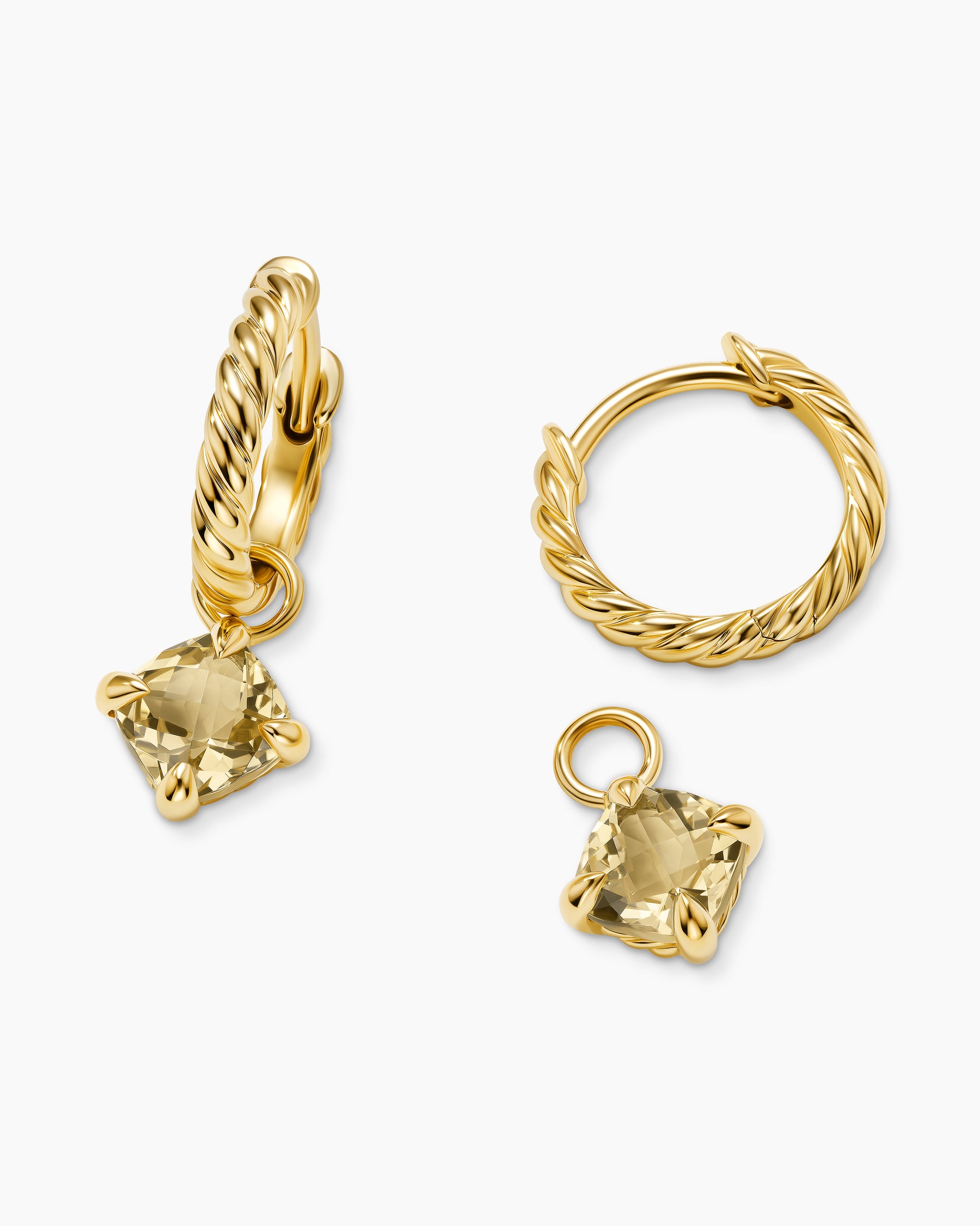 Micro Chatelaine Drop Earrings in 18K Yellow Gold with Champagne Citrine, 5mm - Image 5