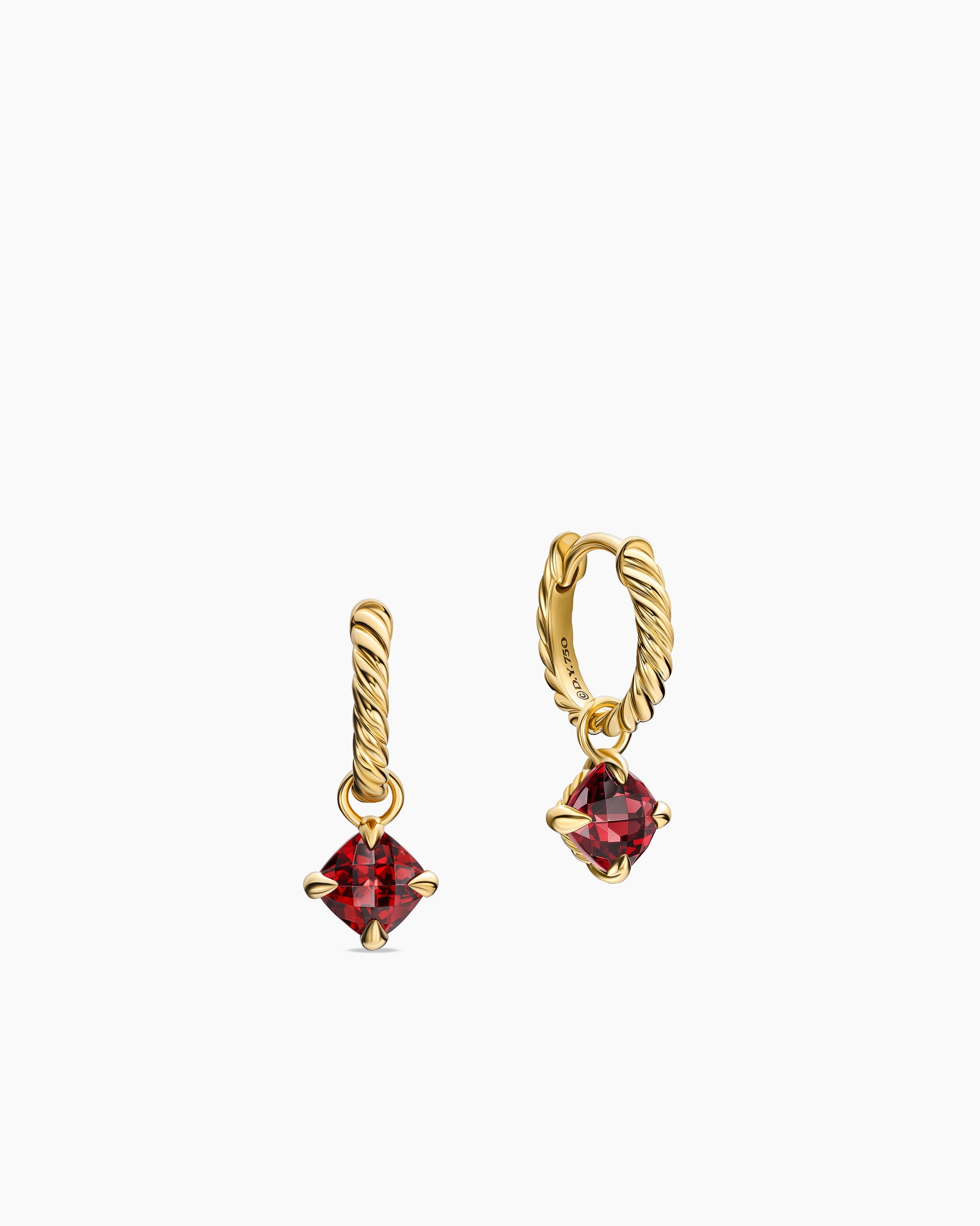 Micro Chatelaine Drop Earrings in 18K Yellow Gold with Garnet, 5mm - Image 3