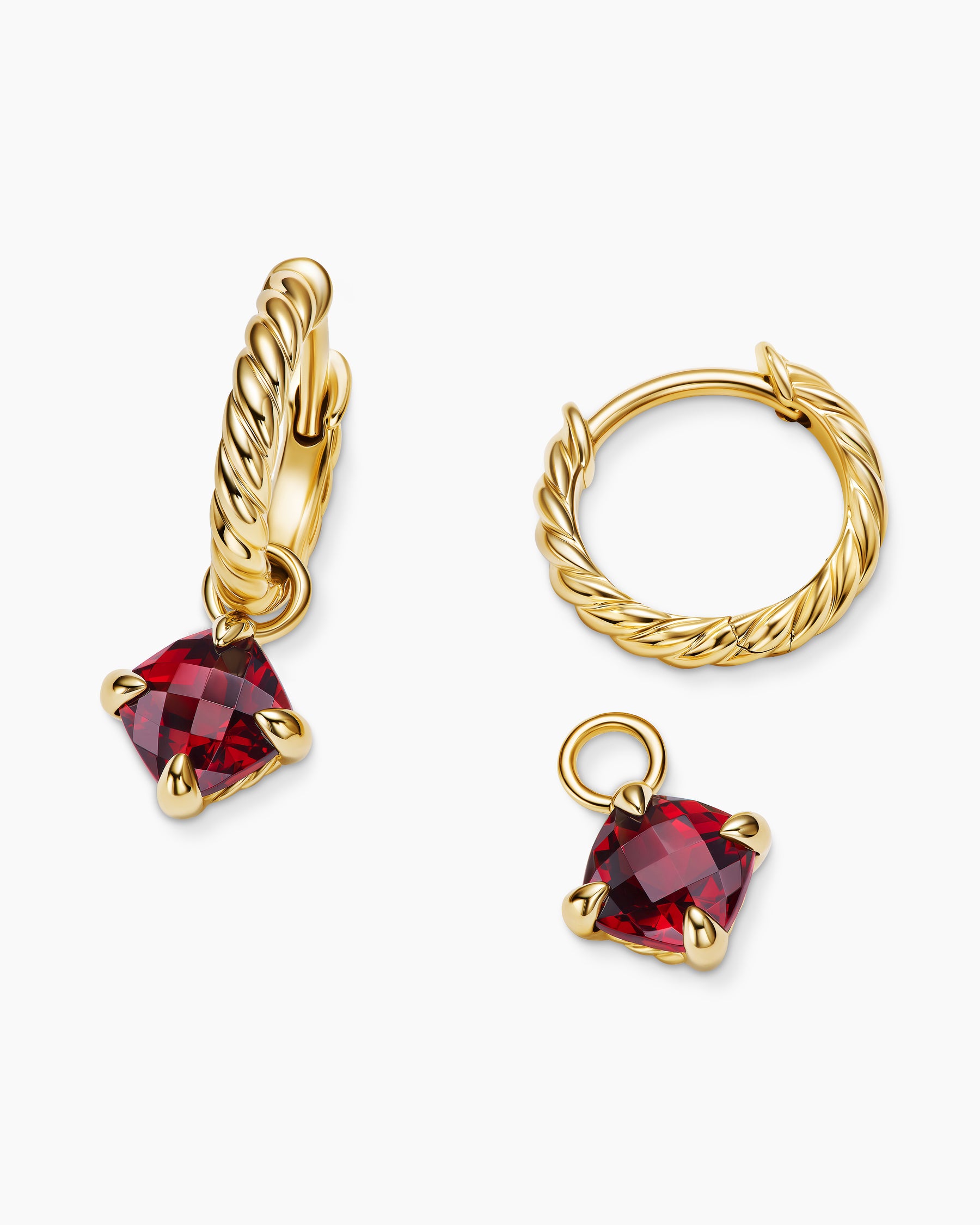 Micro Chatelaine Drop Earrings in 18K Yellow Gold with Garnet, 5mm - Image 5