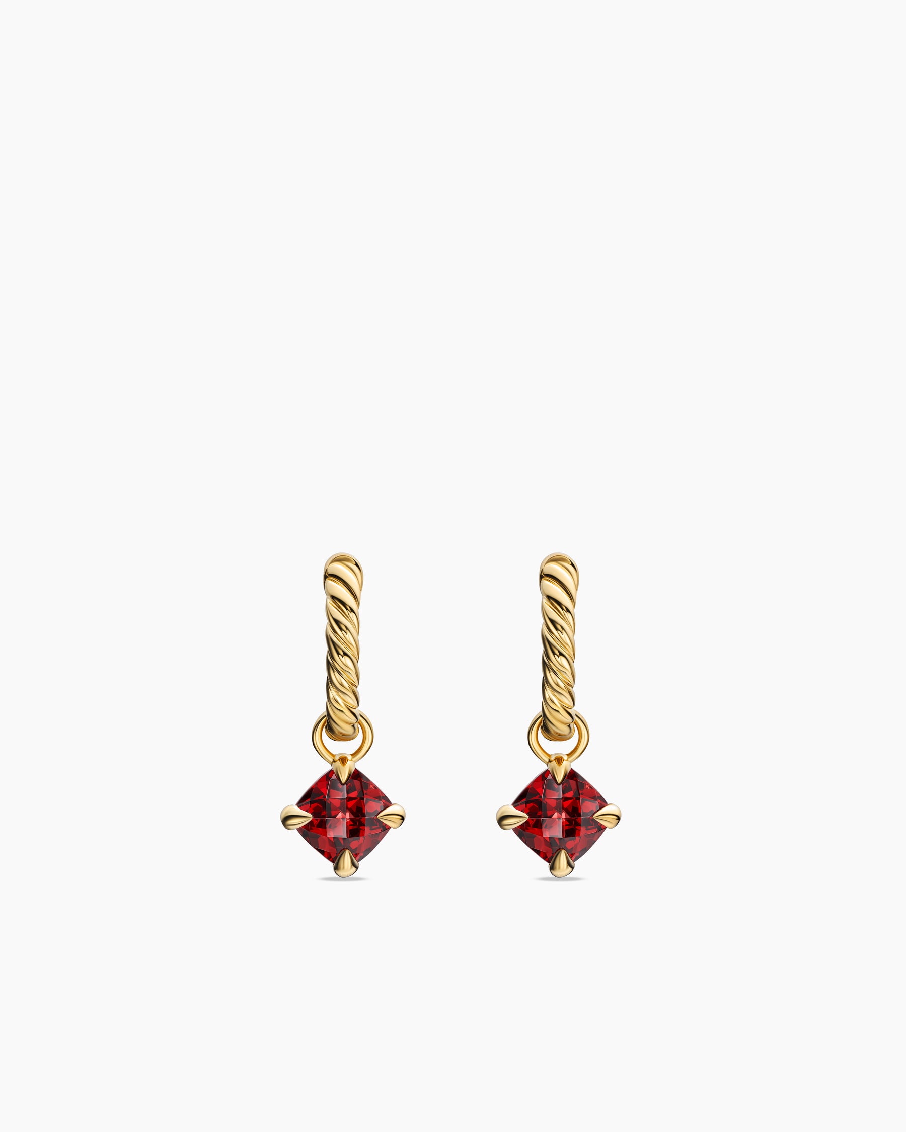 Micro Chatelaine Drop Earrings in 18K Yellow Gold with Garnet, 5mm