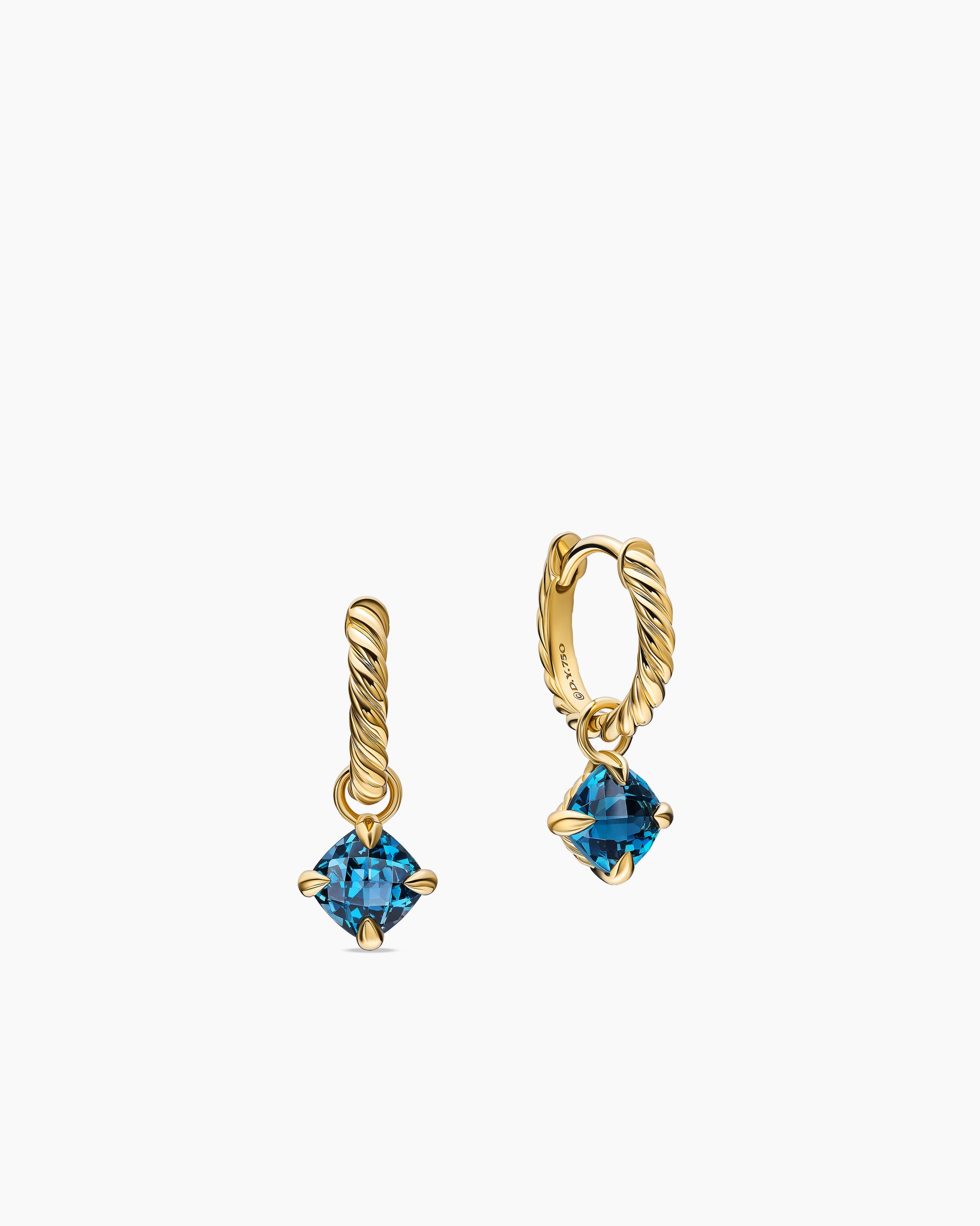 Micro Chatelaine Drop Earrings in 18K Yellow Gold with Hampton Blue Topaz, 5mm - Image 3
