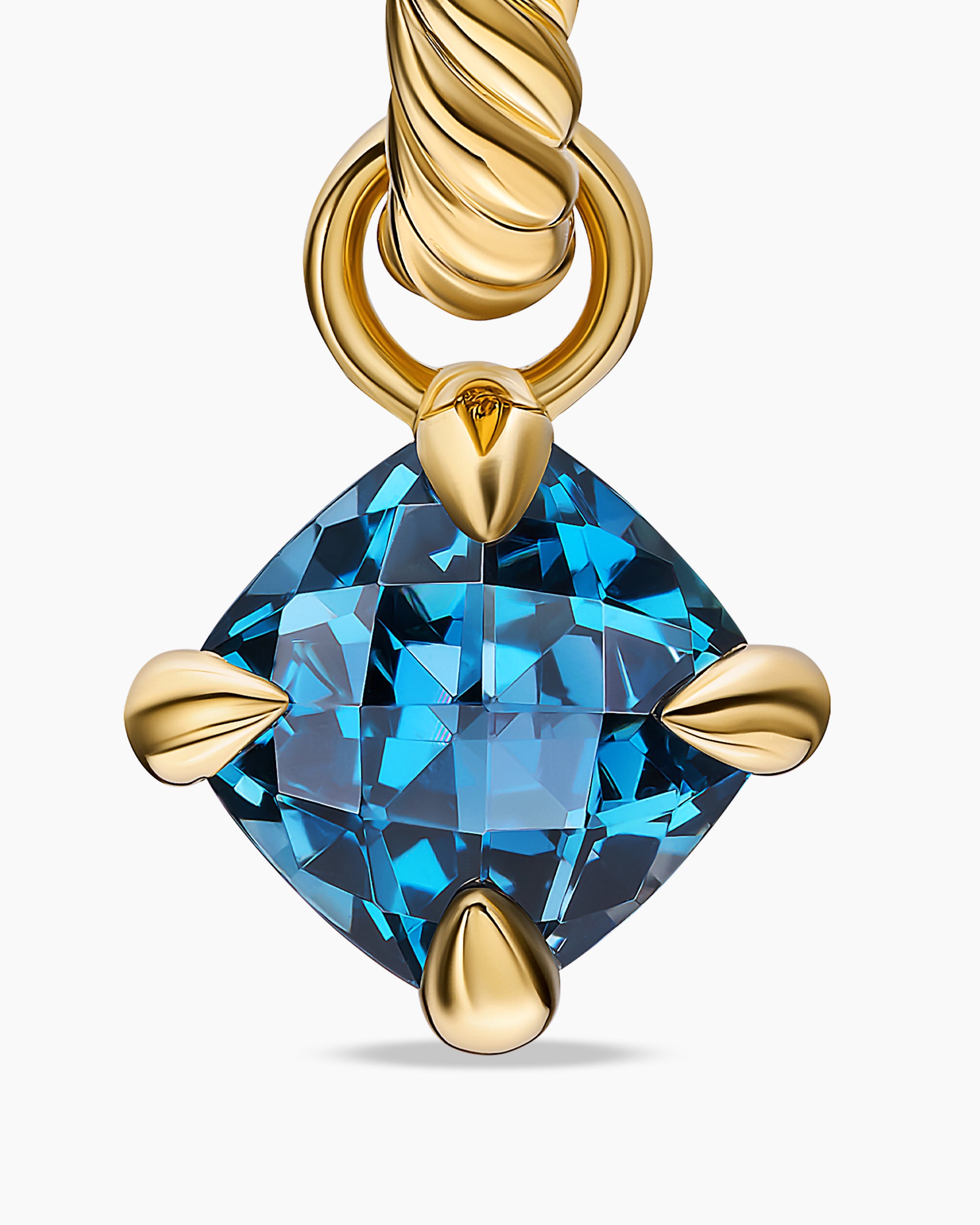 Micro Chatelaine Drop Earrings in 18K Yellow Gold with Hampton Blue Topaz, 5mm - Image 4