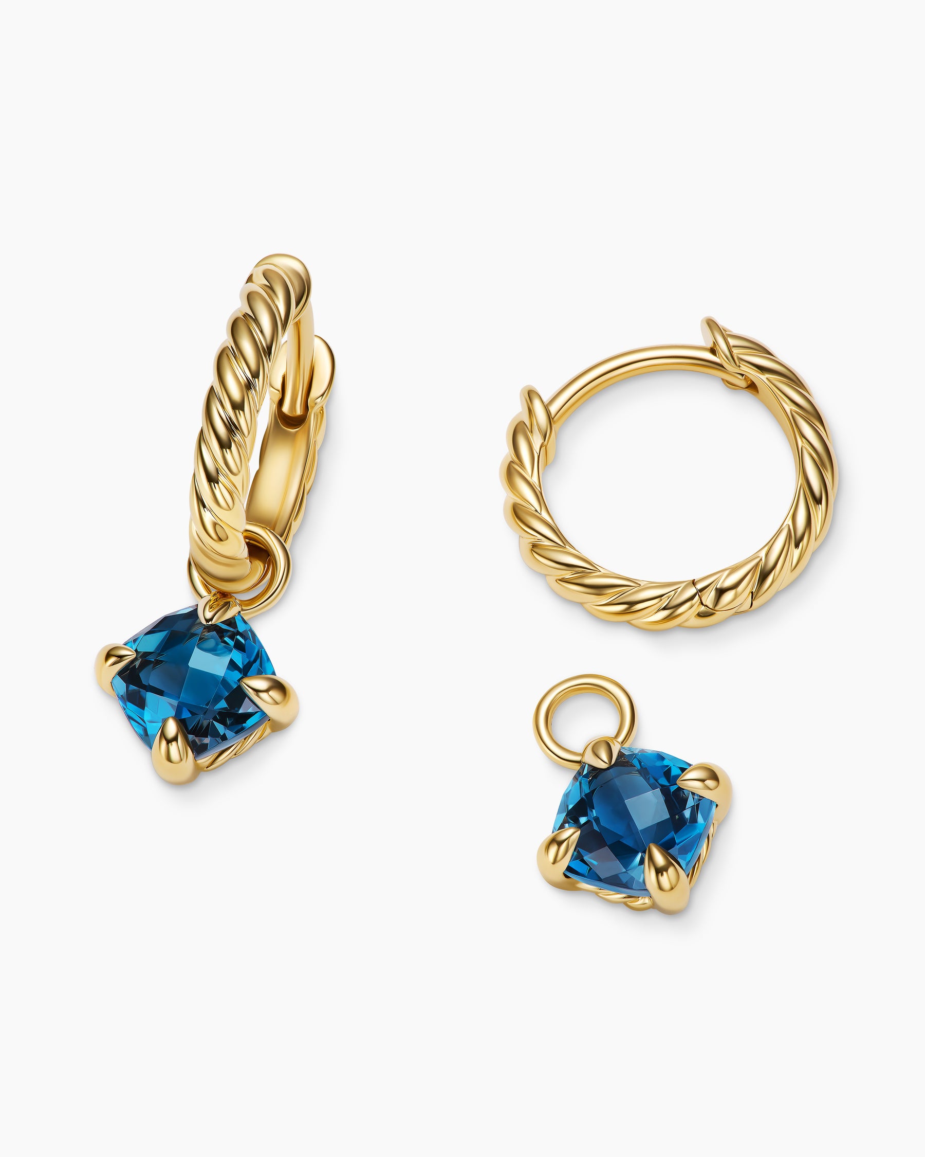 Micro Chatelaine Drop Earrings in 18K Yellow Gold with Hampton Blue Topaz, 5mm - Image 5