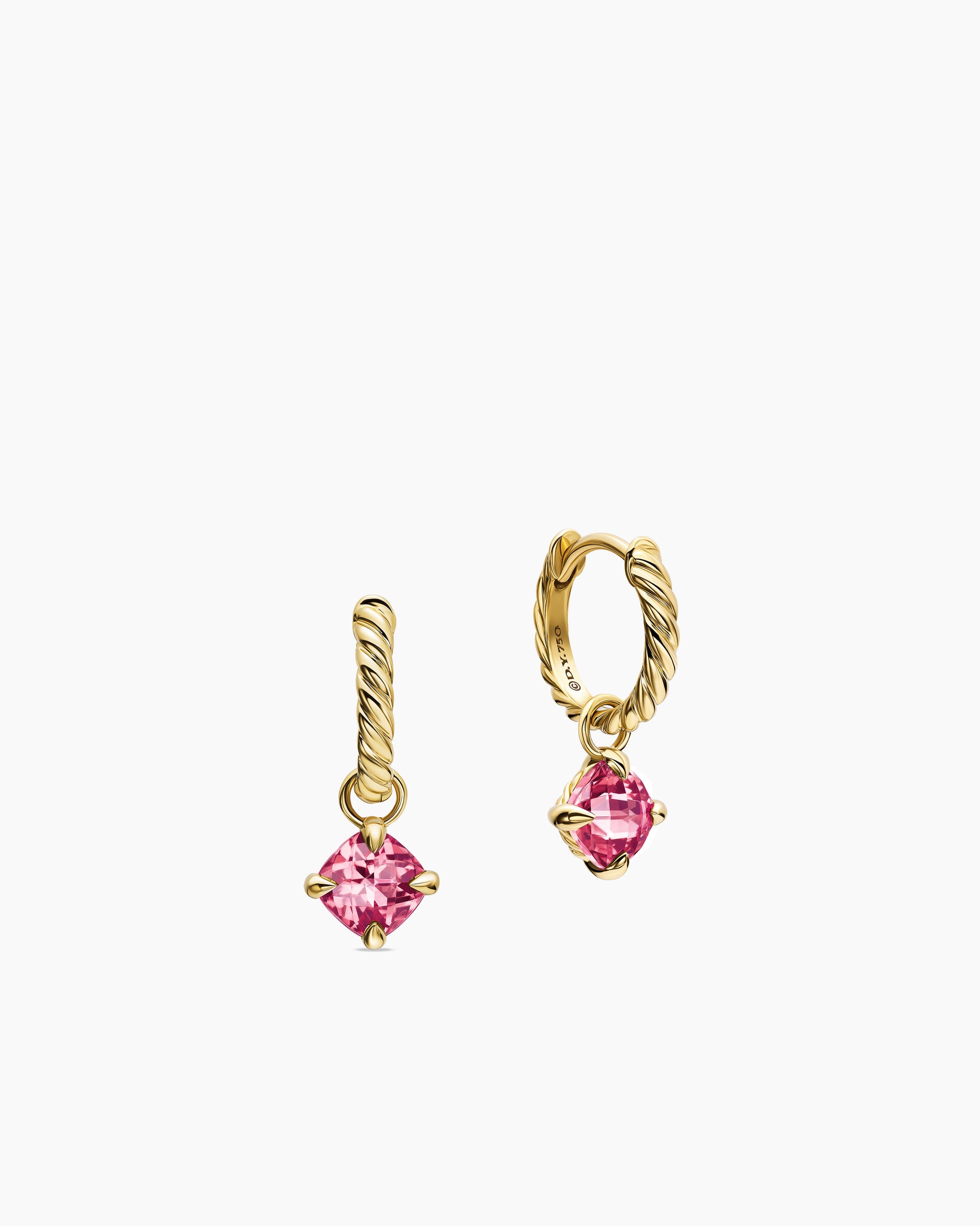 Micro Chatelaine Drop Earrings in 18K Yellow Gold with Pink Tourmaline, 5mm - Image 3