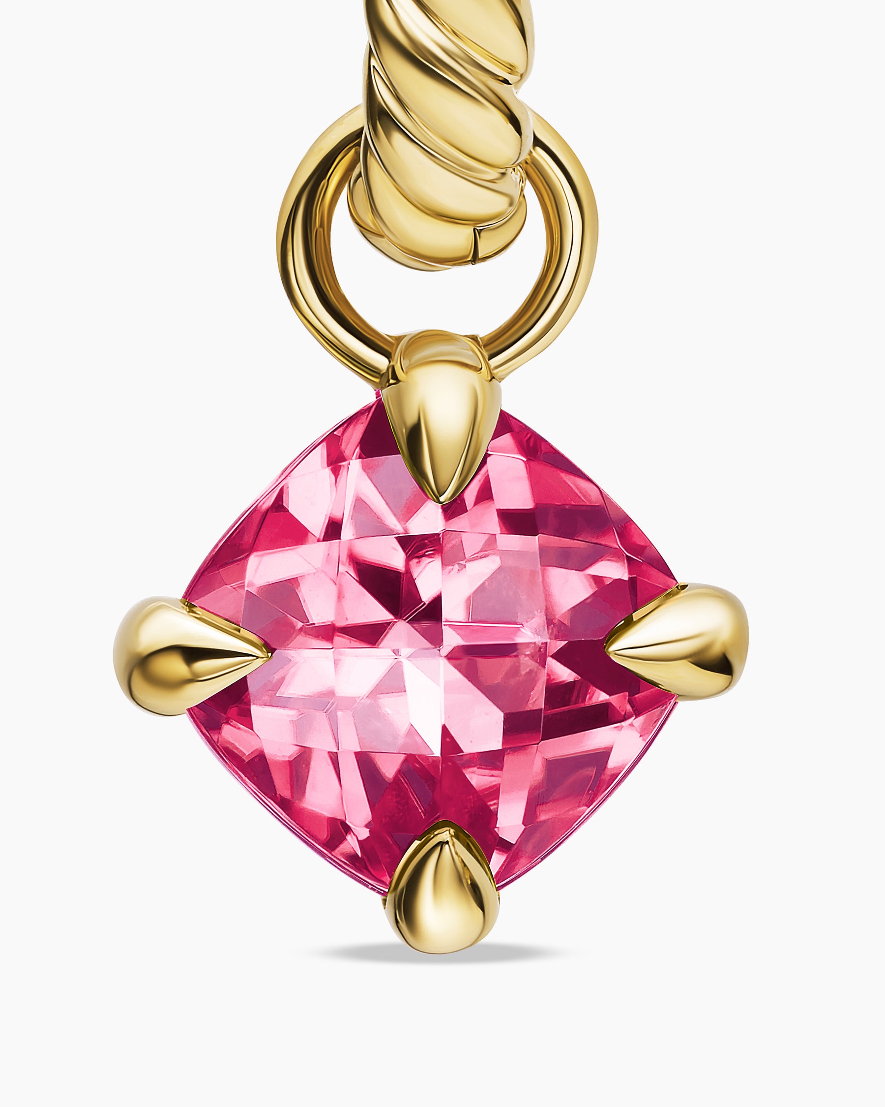 Micro Chatelaine Drop Earrings in 18K Yellow Gold with Pink Tourmaline, 5mm - Image 4
