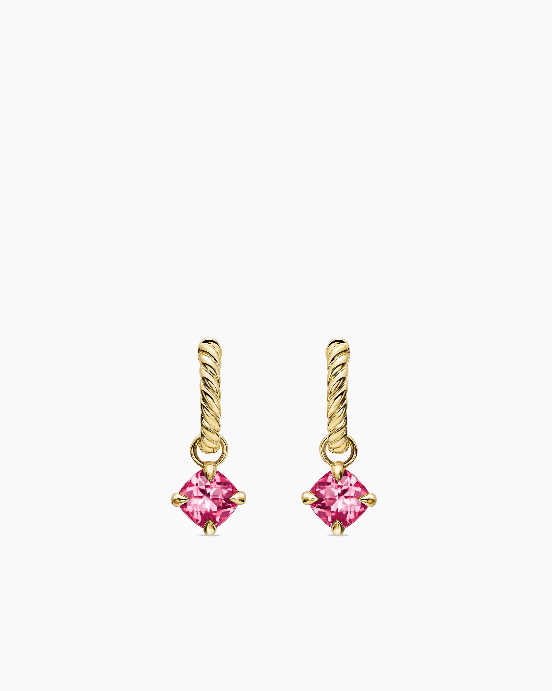 Micro Chatelaine Drop Earrings in 18K Yellow Gold with Pink Tourmaline, 5mm