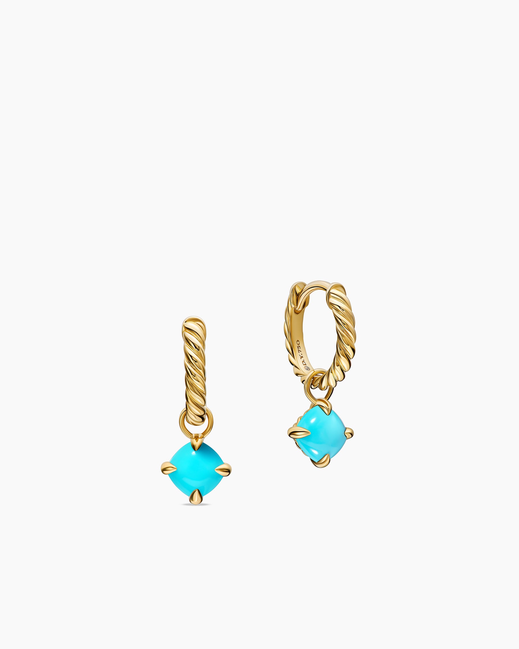 Micro Chatelaine Drop Earrings in 18K Yellow Gold with Turquoise, 5mm - Image 3