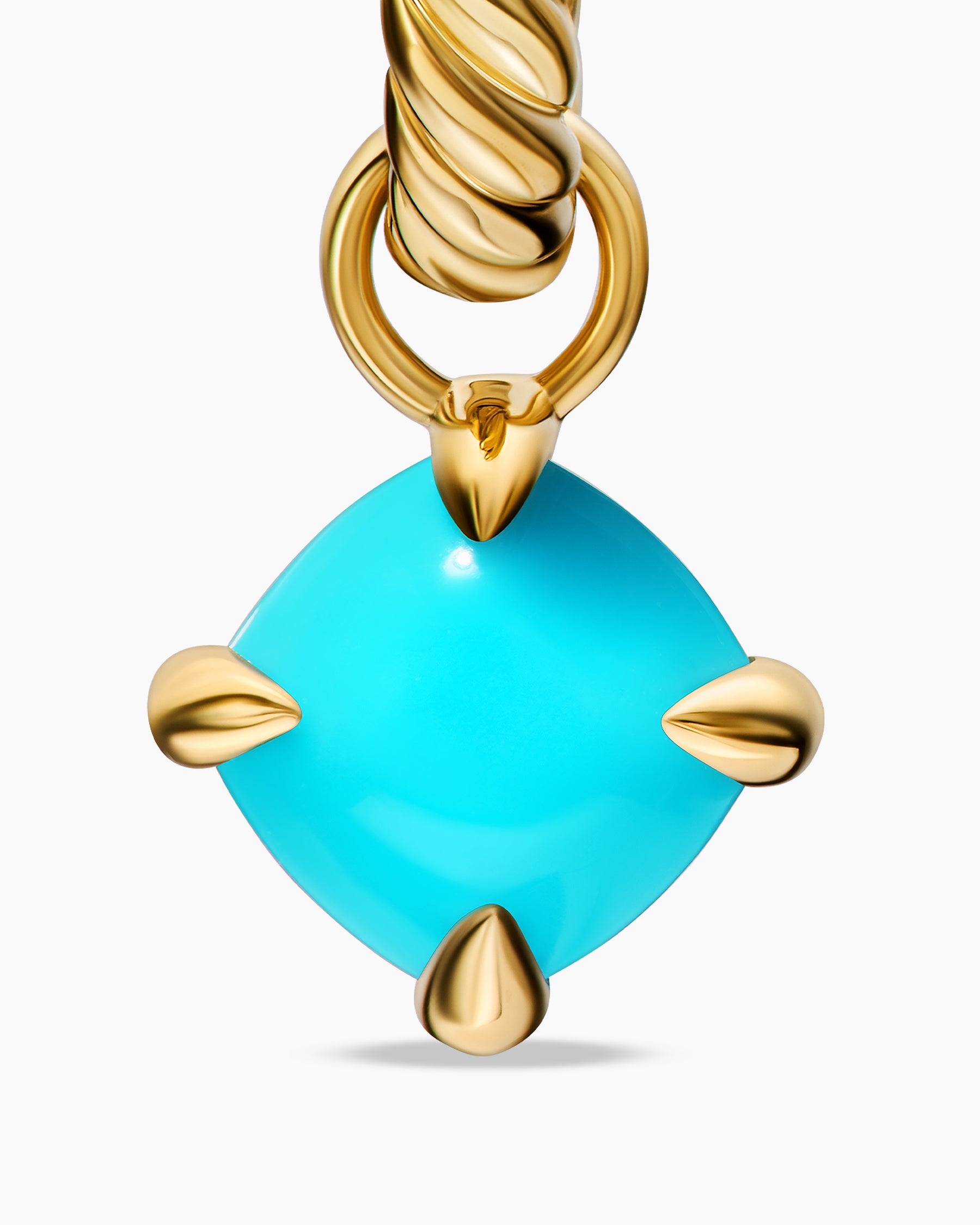 Micro Chatelaine Drop Earrings in 18K Yellow Gold with Turquoise, 5mm - Image 4