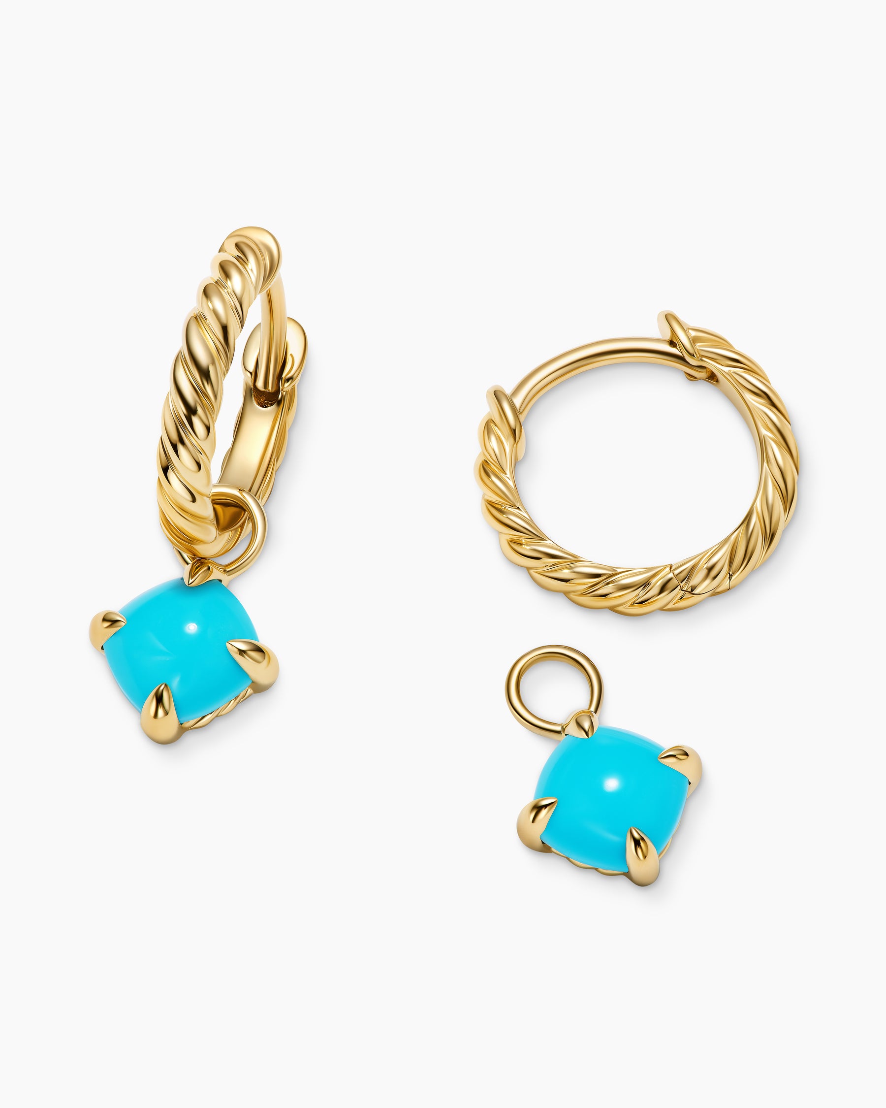 Micro Chatelaine Drop Earrings in 18K Yellow Gold with Turquoise, 5mm - Image 5