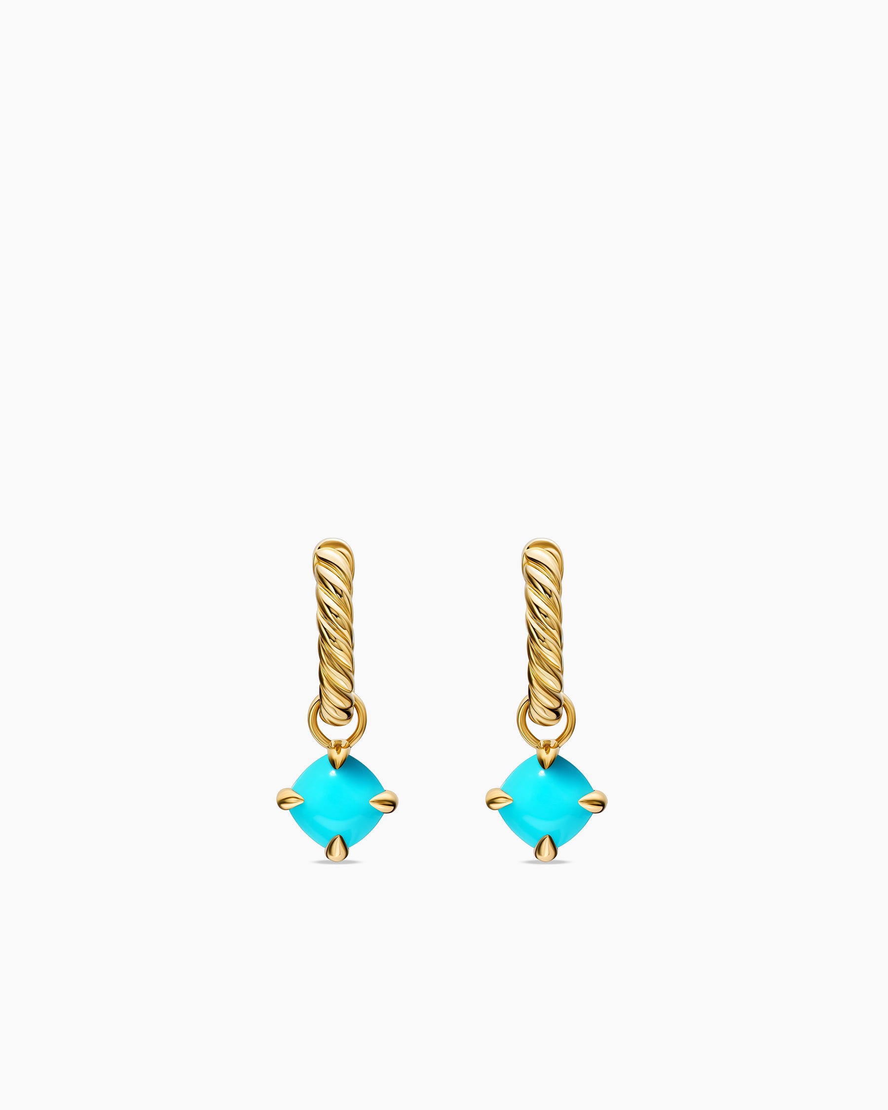 Micro Chatelaine Drop Earrings in 18K Yellow Gold with Turquoise, 5mm