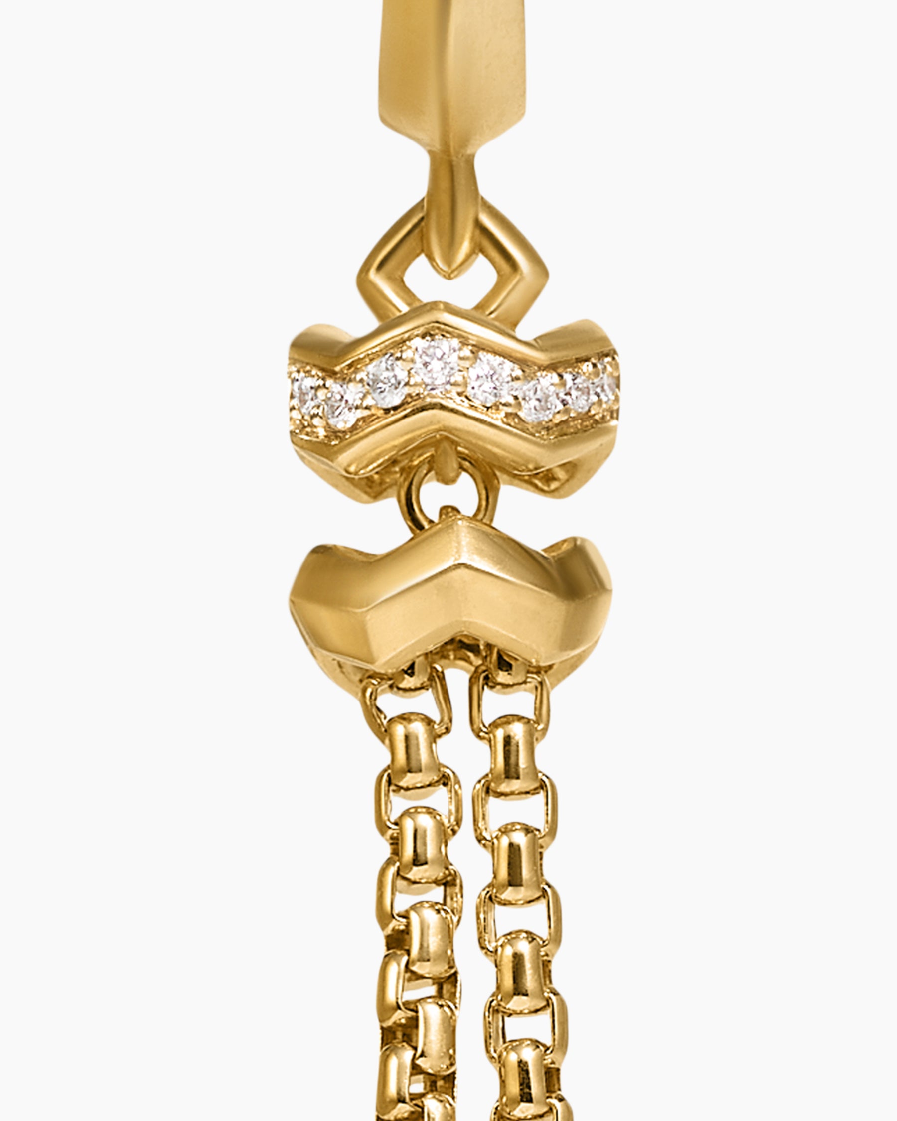 Zig Zag Stax Chain Drop Earrings in 18K Yellow Gold with Diamonds, 66mm - Image 4