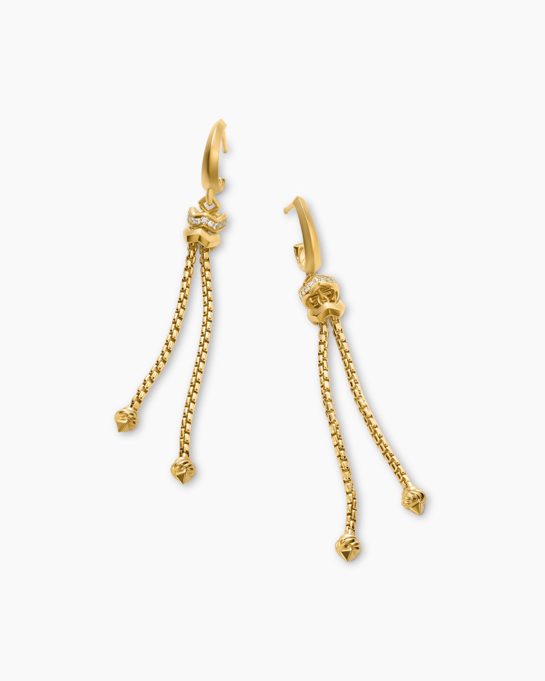 Zig Zag Stax Chain Drop Earrings in 18K Yellow Gold with Diamonds, 66mm - Image 5