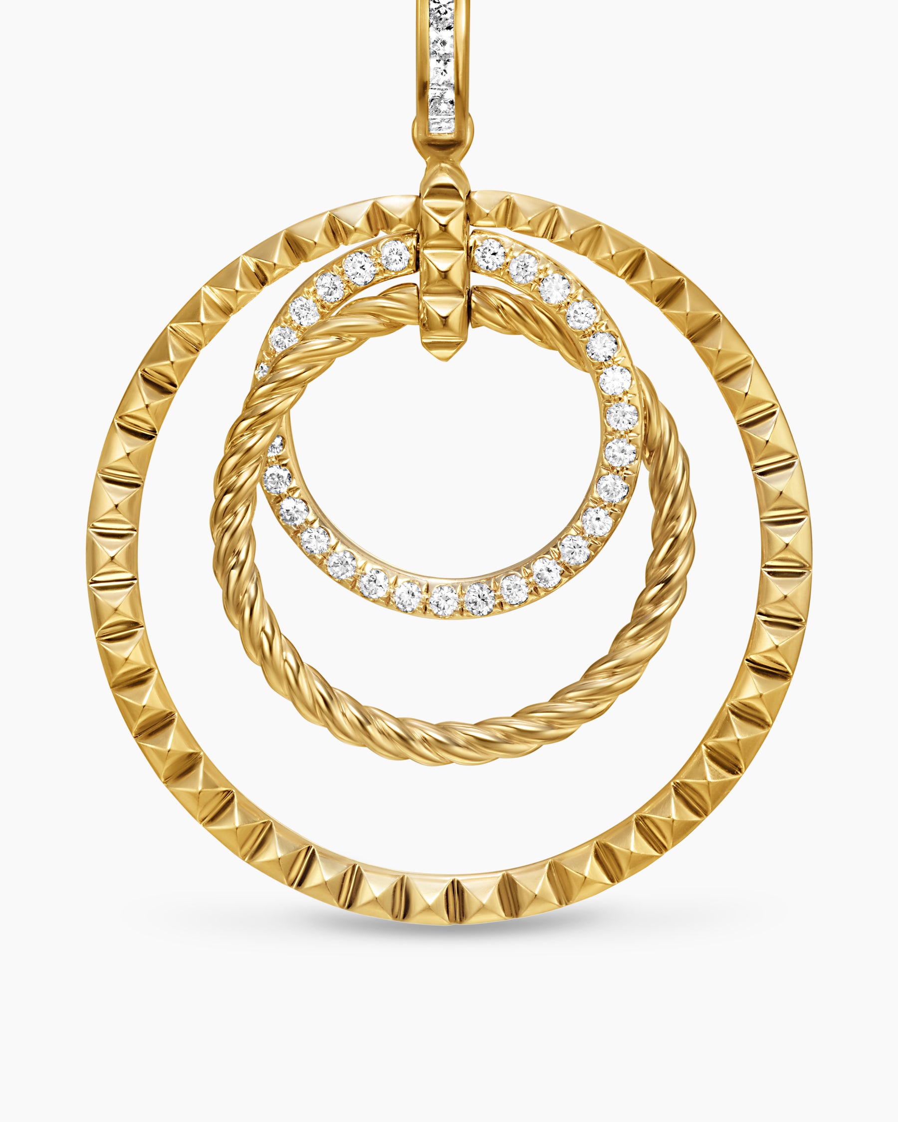 Crossover Trio Drop Earrings in 18K Yellow Gold with Diamonds, 35mm - Image 4
