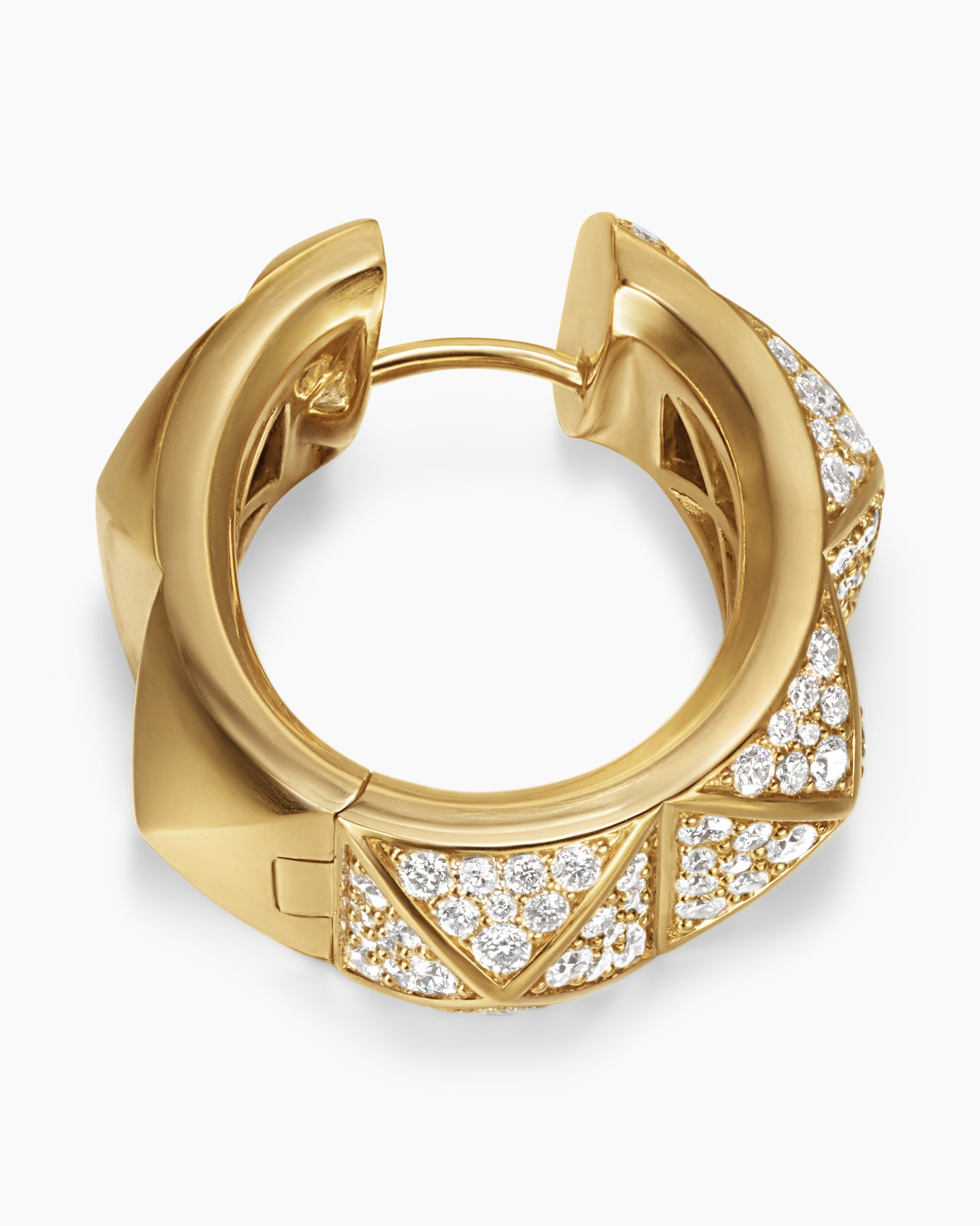 Pyramid Hoop Earrings in 18K Yellow Gold with Diamonds, 23.9mm - Image 3