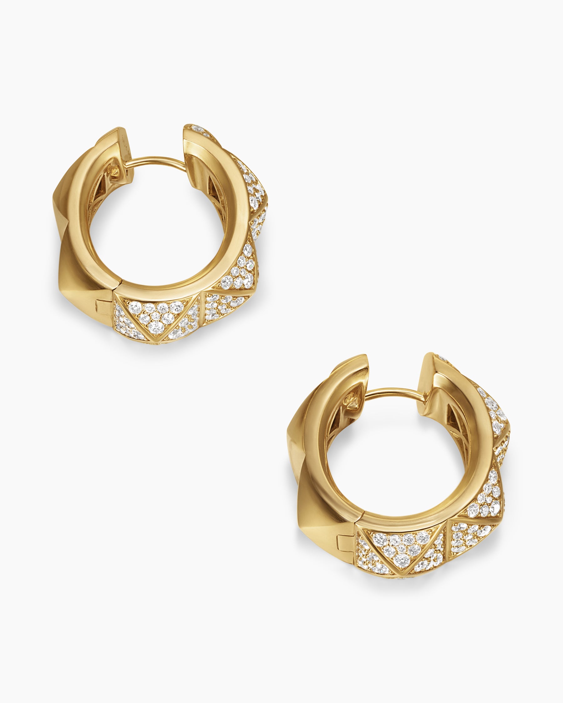Pyramid Hoop Earrings in 18K Yellow Gold with Diamonds, 23.9mm - Image 4