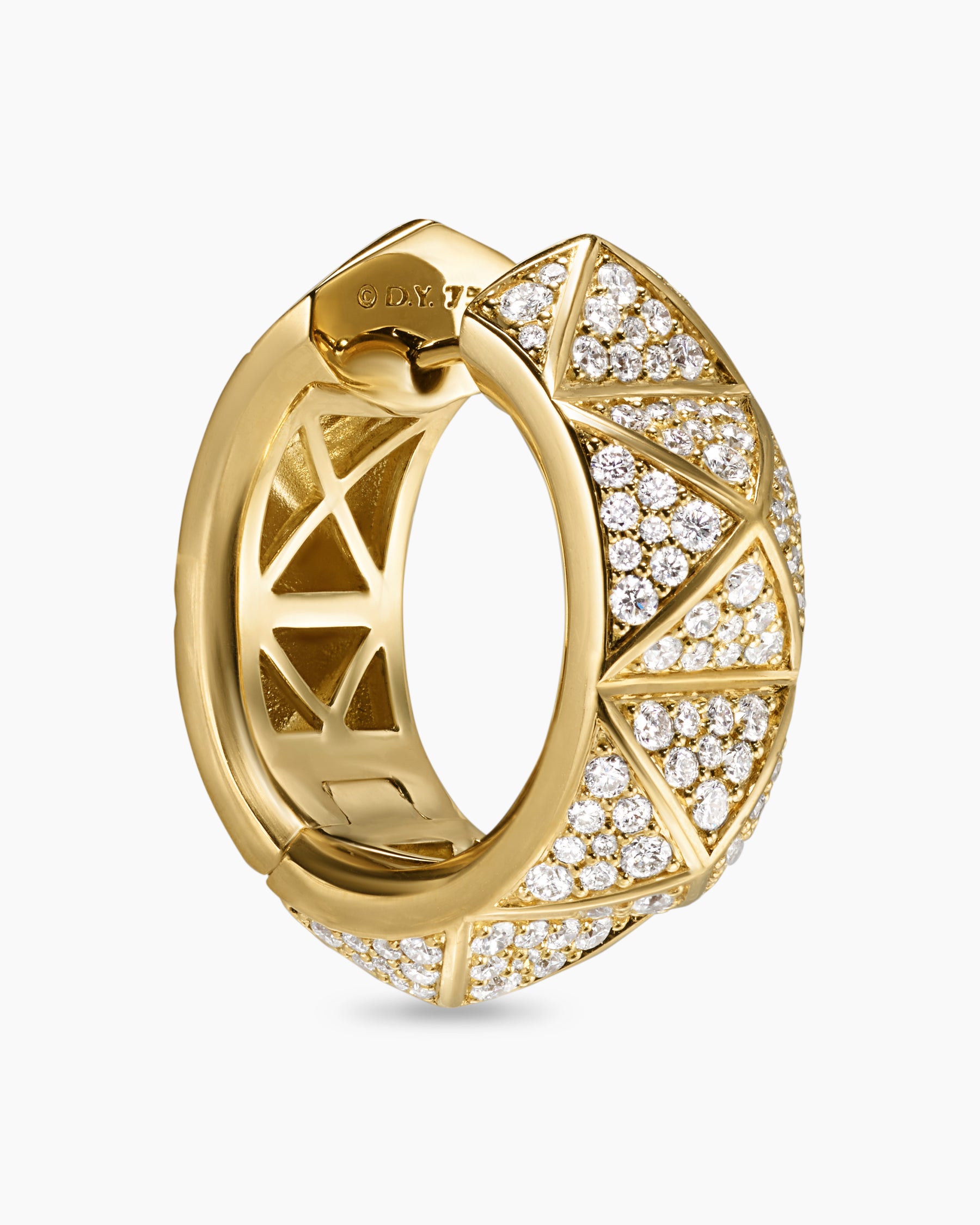 Pyramid Hoop Earrings in 18K Yellow Gold with Diamonds, 23.9mm - Image 5
