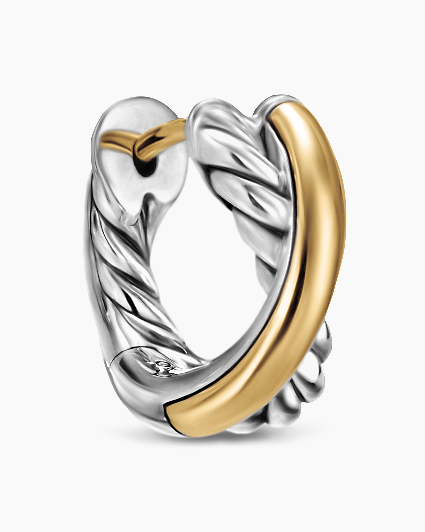 Crossover Huggie Hoop Earrings in Sterling Silver with 18K Yellow Gold, 12.4mm - Image 5