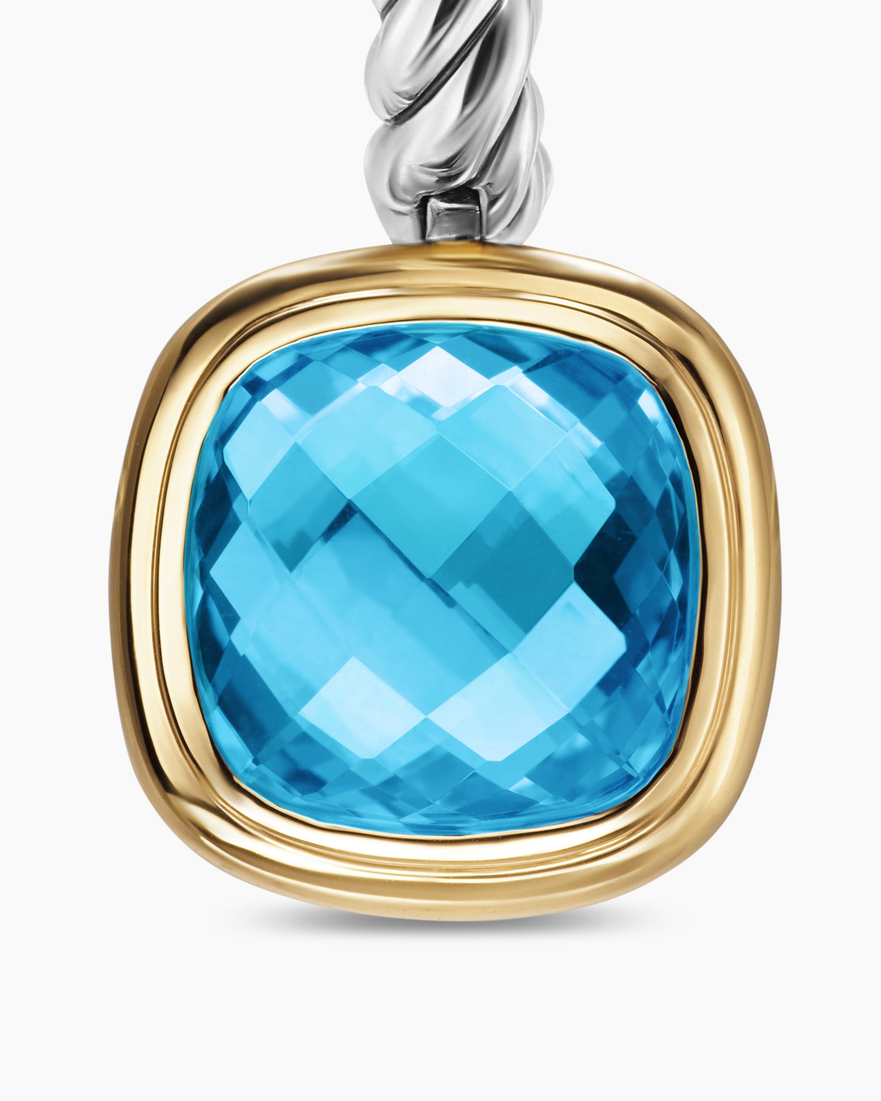 Albion Drop Earrings in Sterling Silver with 18K Yellow Gold and Blue Topaz, 10mm - Image 4