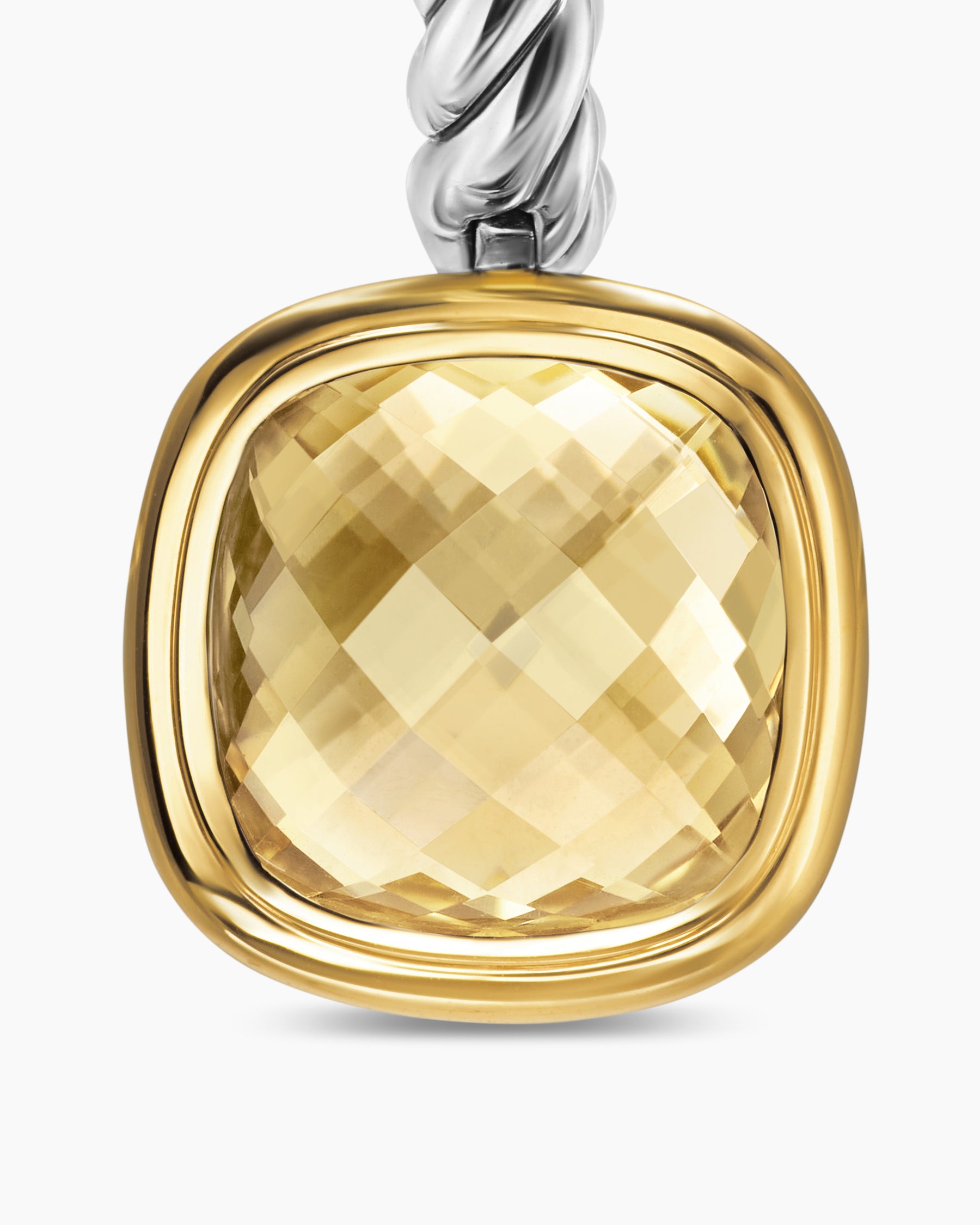 Albion Drop Earrings in Sterling Silver with 18K Yellow Gold and Champagne Citrine, 10mm - Image 4