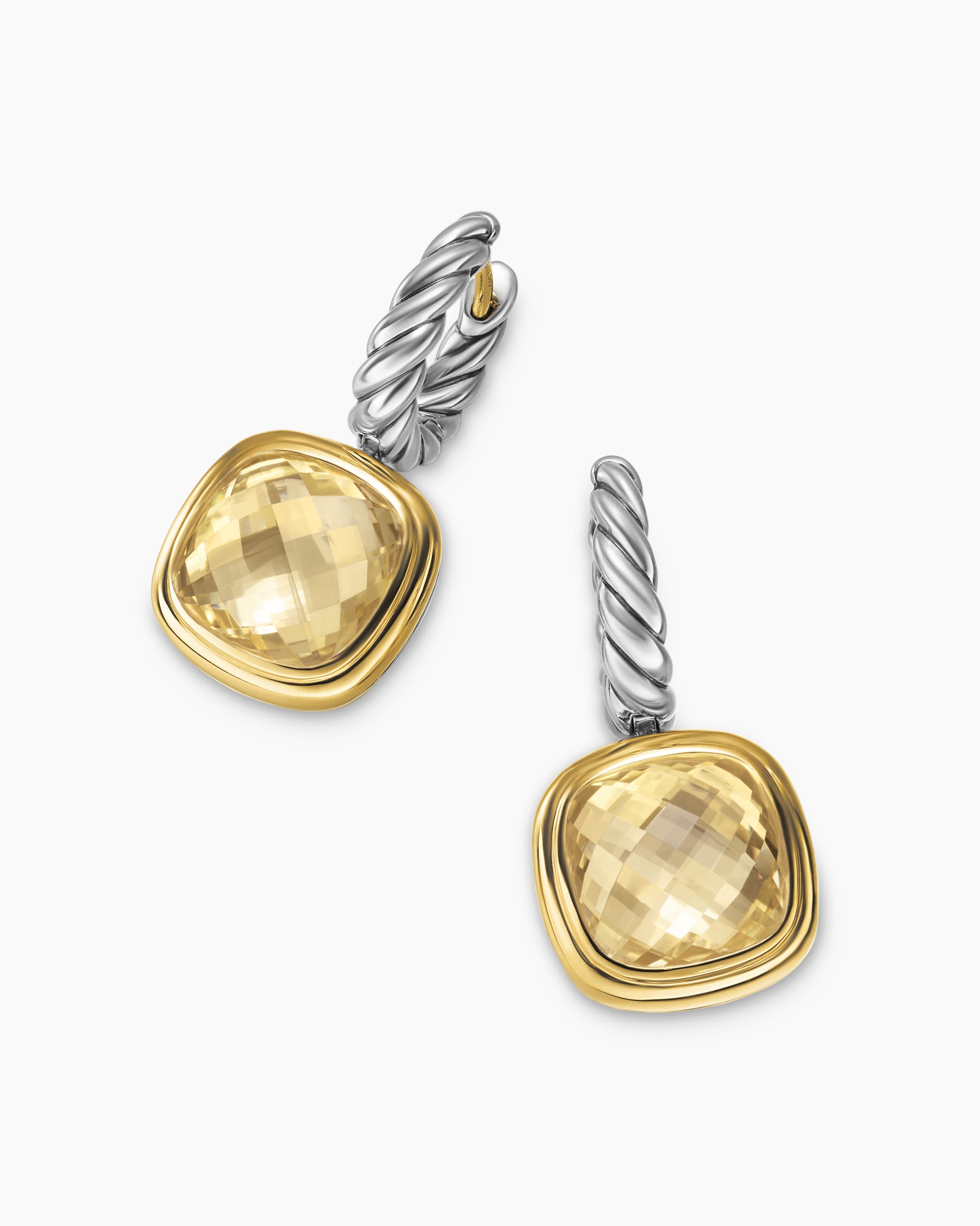 Albion Drop Earrings in Sterling Silver with 18K Yellow Gold and Champagne Citrine, 10mm - Image 5