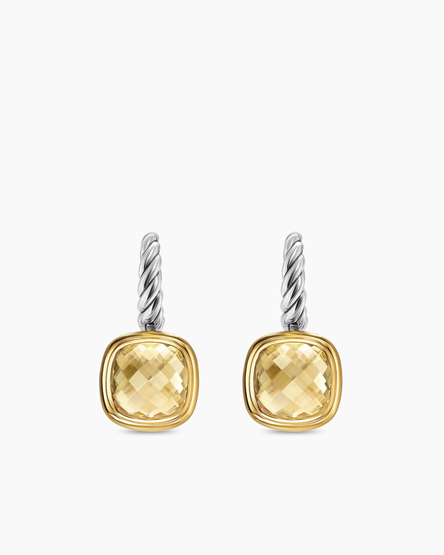 Albion Drop Earrings in Sterling Silver with 18K Yellow Gold and Champagne Citrine, 10mm