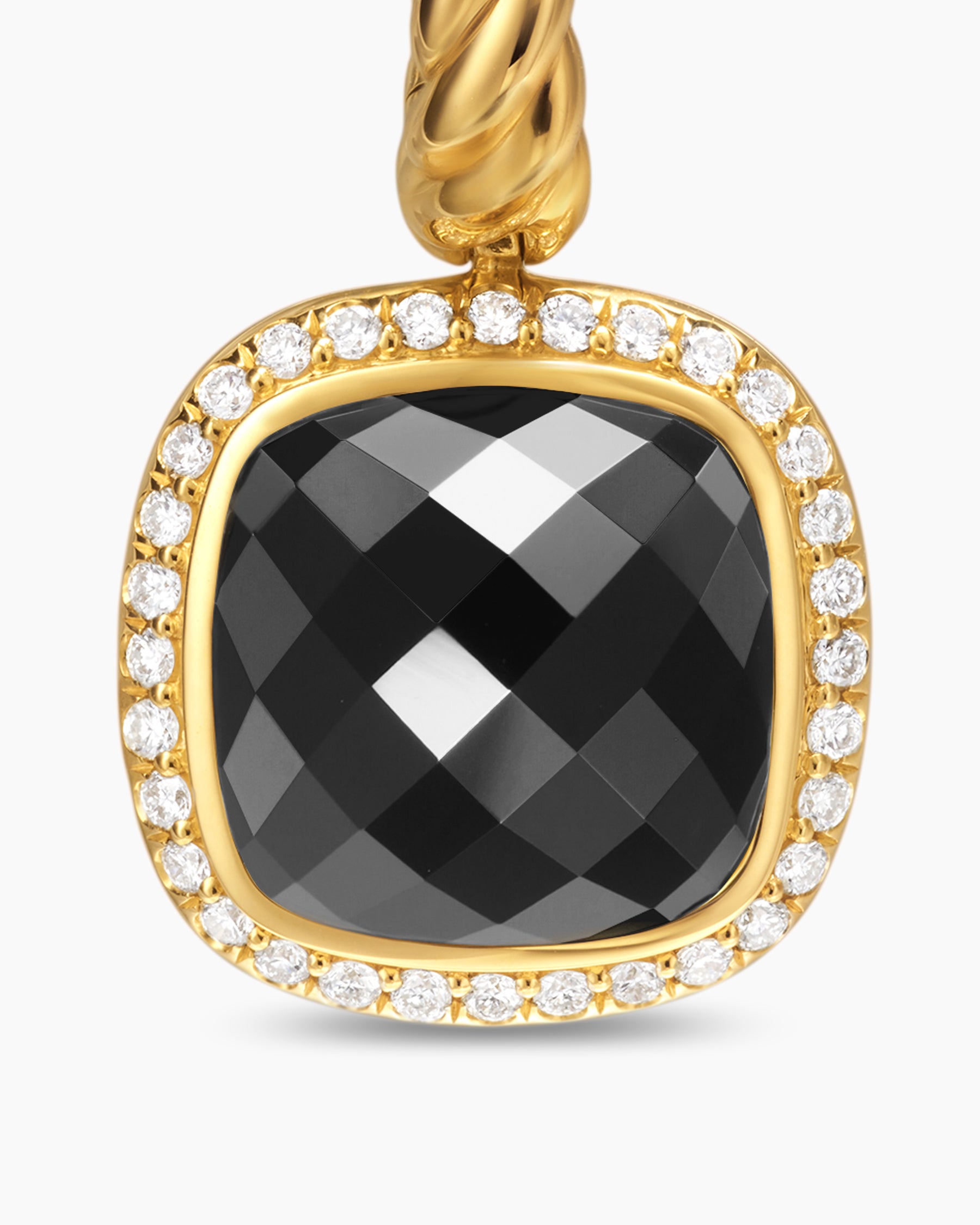Albion Drop Earrings in 18K Yellow Gold with Black Onyx and Diamonds, 10mm - Image 4