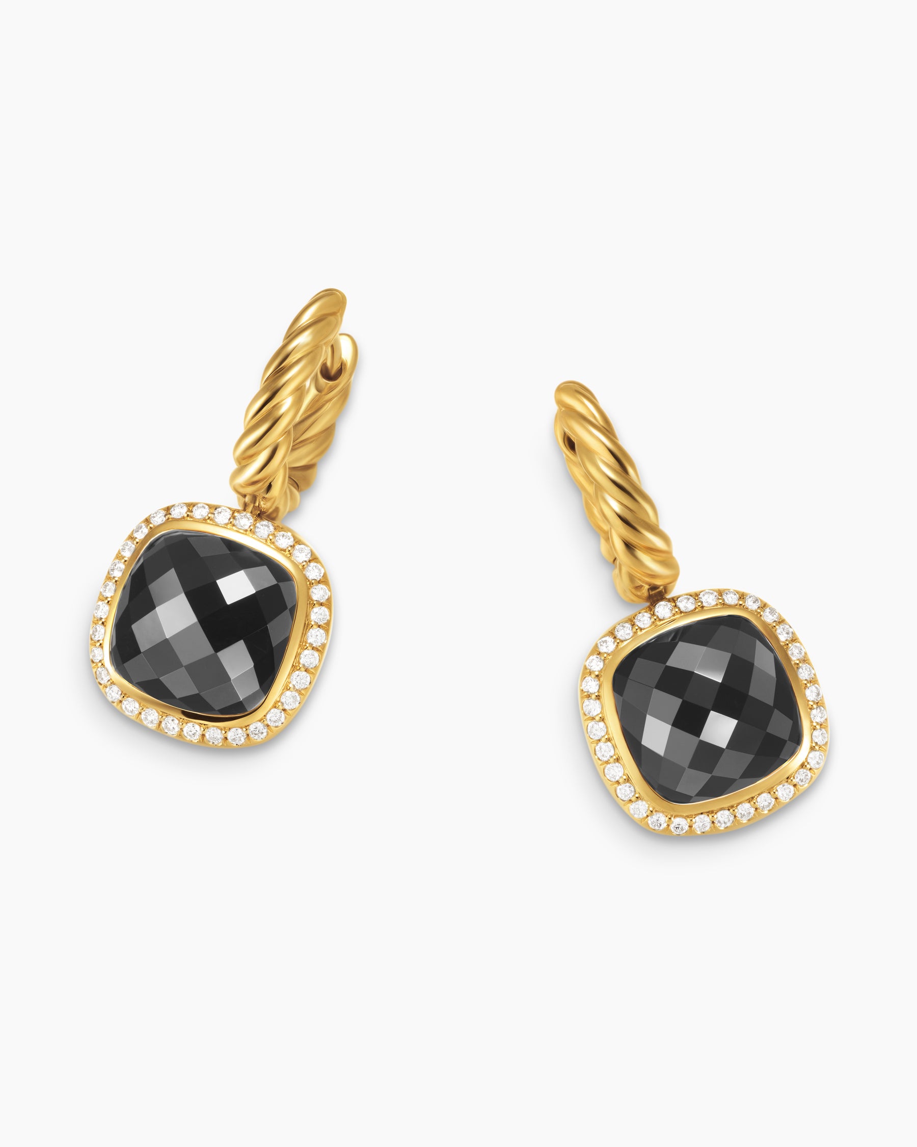 Albion Drop Earrings in 18K Yellow Gold with Black Onyx and Diamonds, 10mm - Image 5