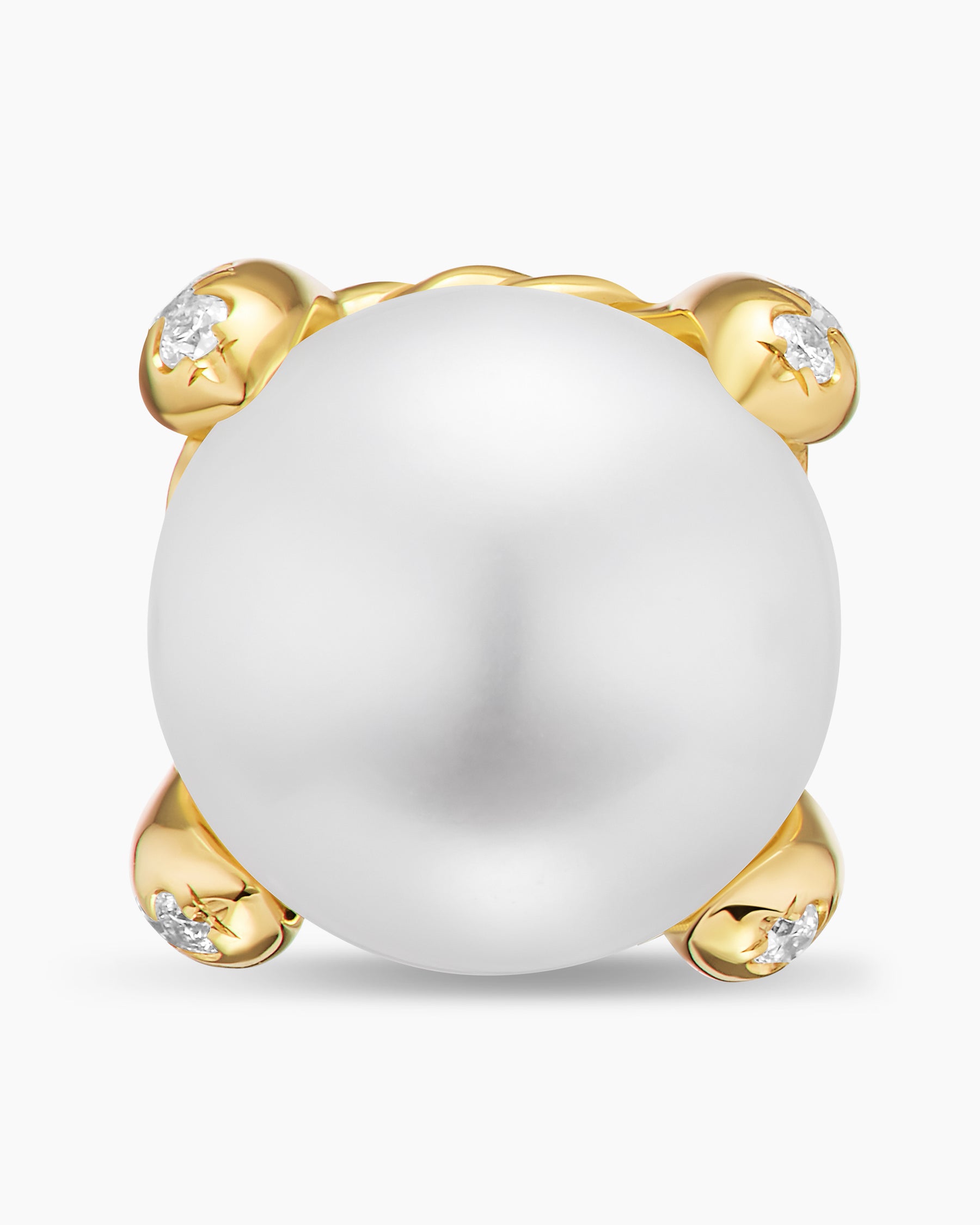 Pearl Classics Stud Earrings in 18K Yellow Gold and Diamonds, 6.6mm - Image 4