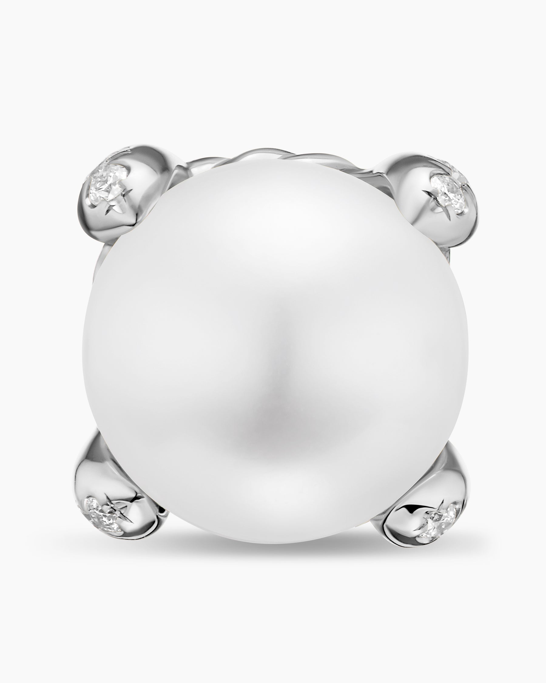 Pearl Classics Stud Earrings in Sterling Silver and Diamonds, 6.6mm - Image 4