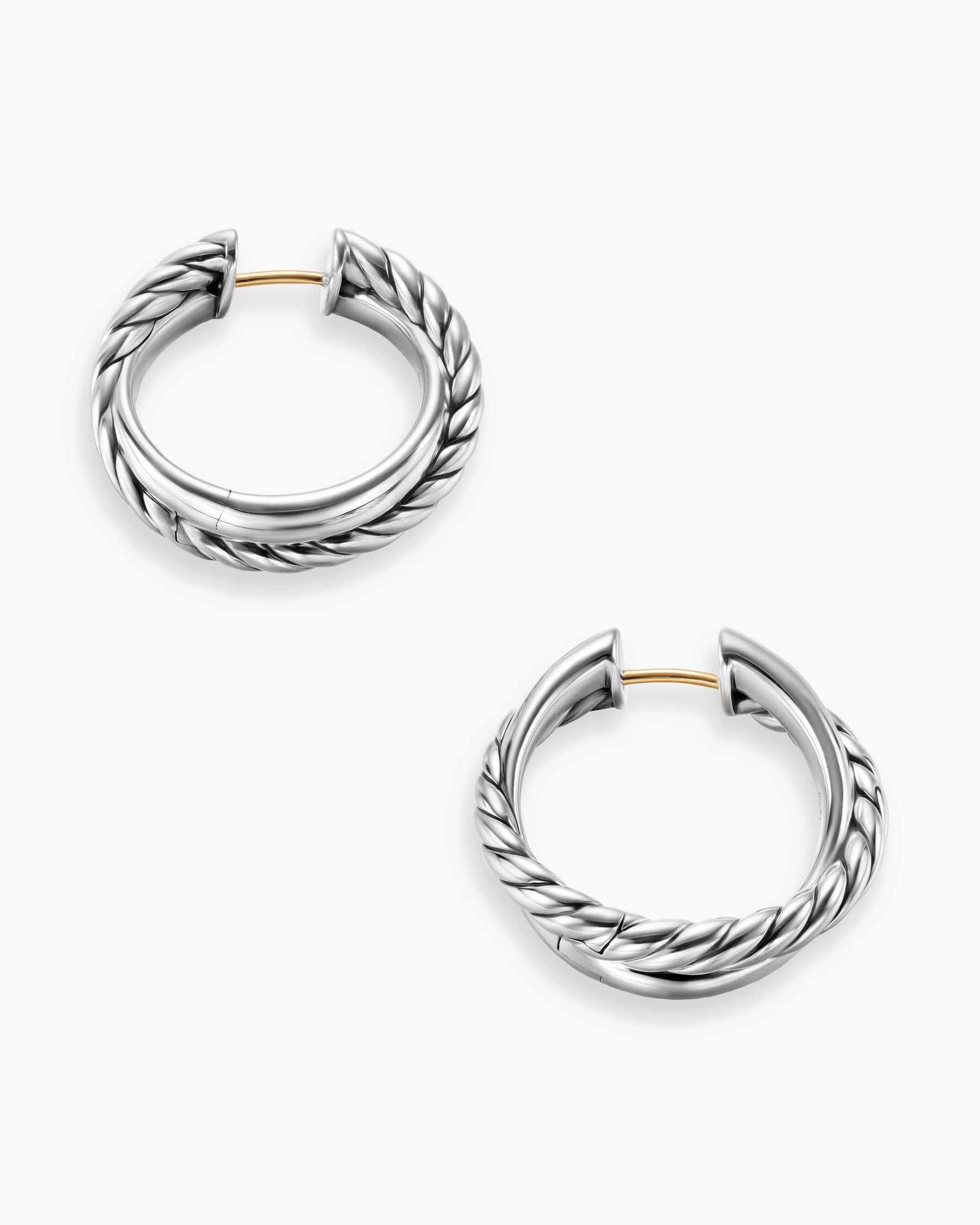 Crossover Hoop Earrings in Sterling Silver, 22.3mm - Image 4