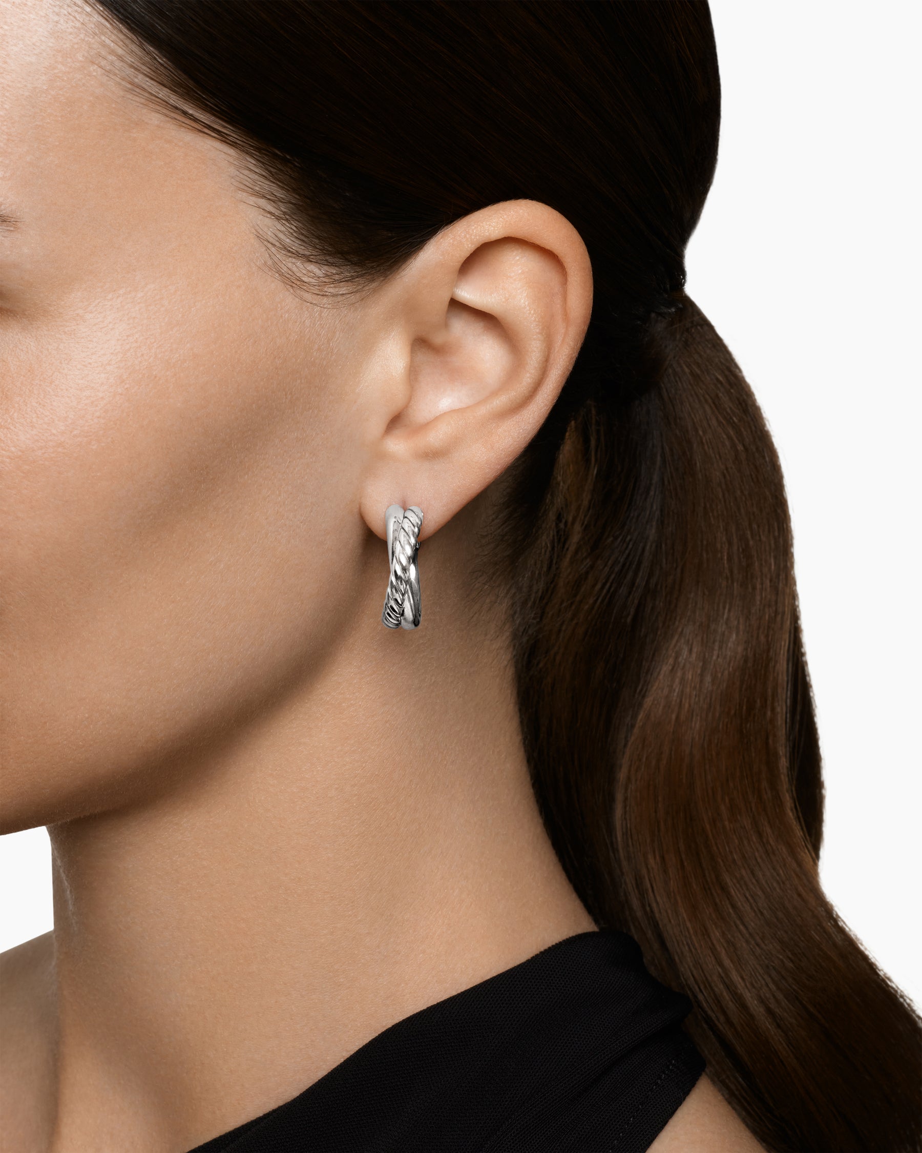 Alternative view of Crossover Hoop Earrings in Sterling Silver, 22.3mm