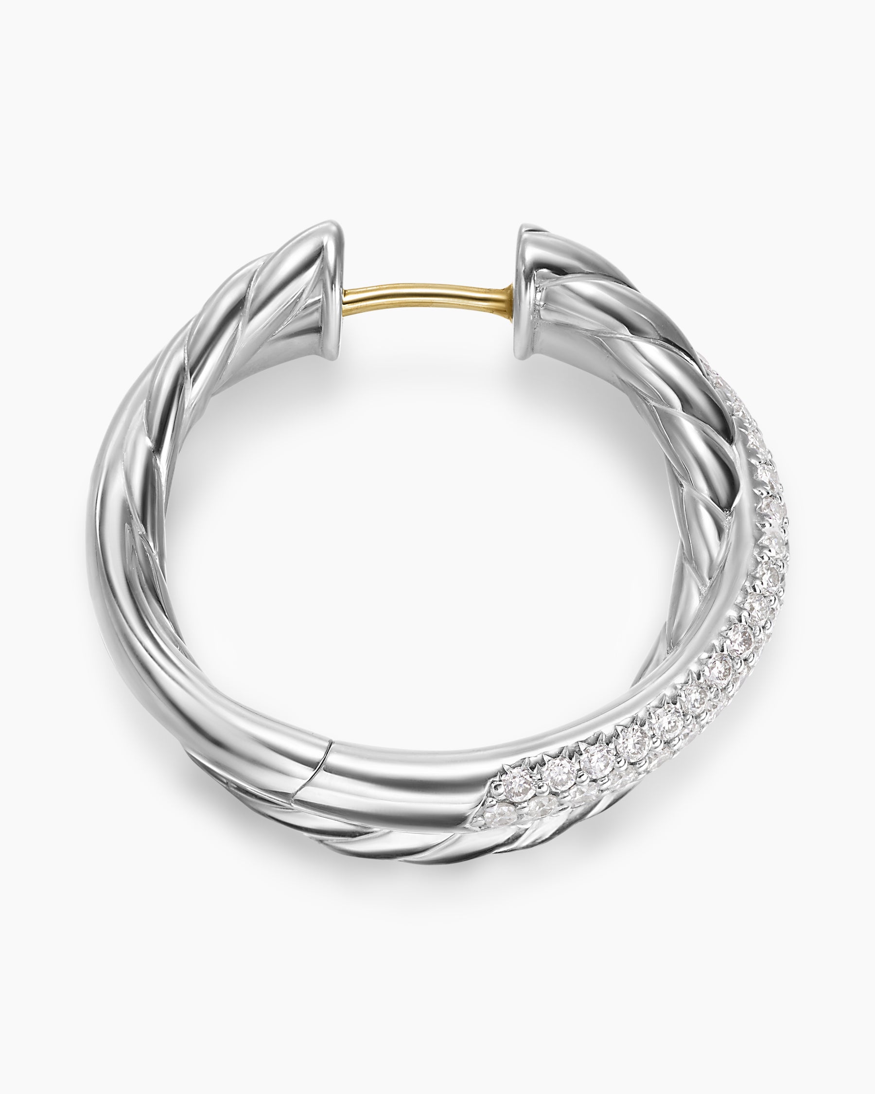 Crossover Hoop Earrings in Sterling Silver with Diamonds, 22.3mm - Image 3