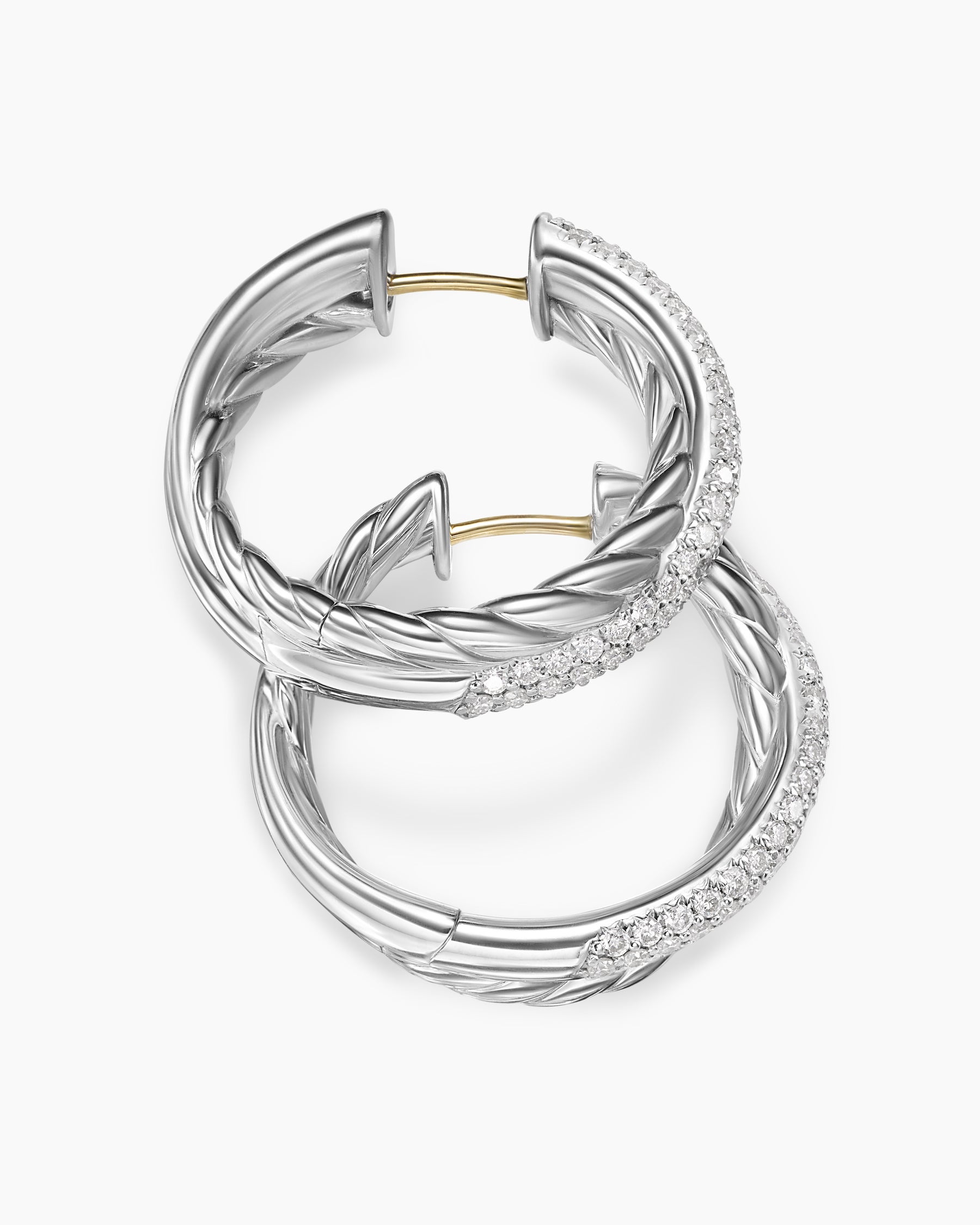 Crossover Hoop Earrings in Sterling Silver with Diamonds, 22.3mm - Image 4
