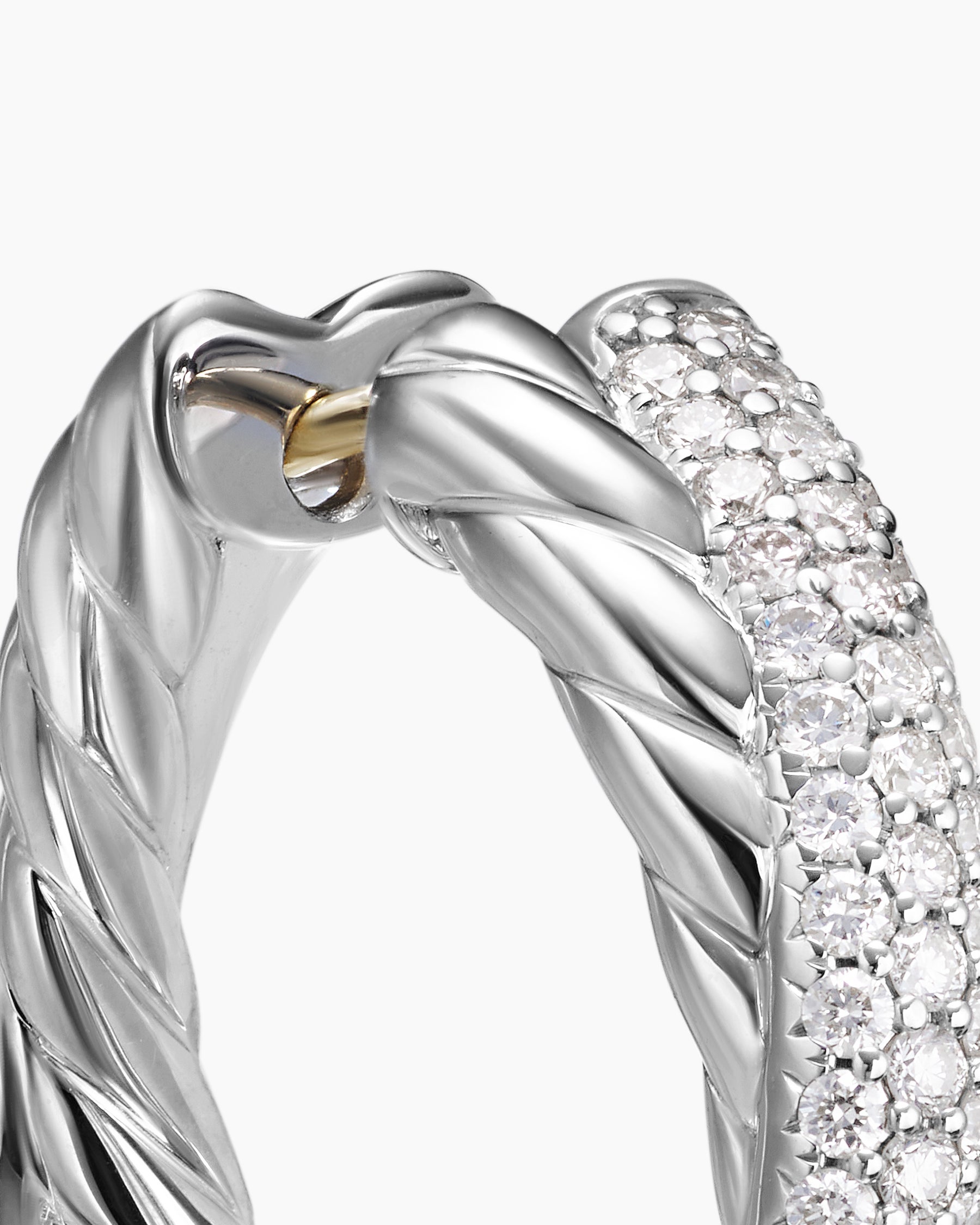 Crossover Hoop Earrings in Sterling Silver with Diamonds, 22.3mm - Image 5