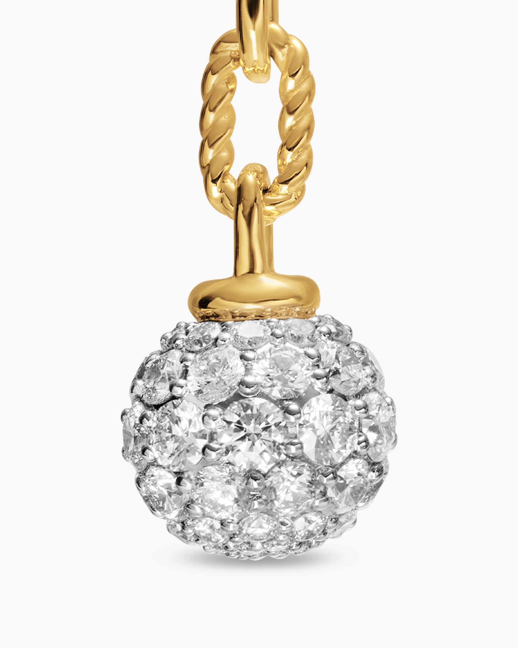 DY Madison Pavé Bead Drop Earrings in 18K Yellow Gold with Diamonds, 33mm - Image 4