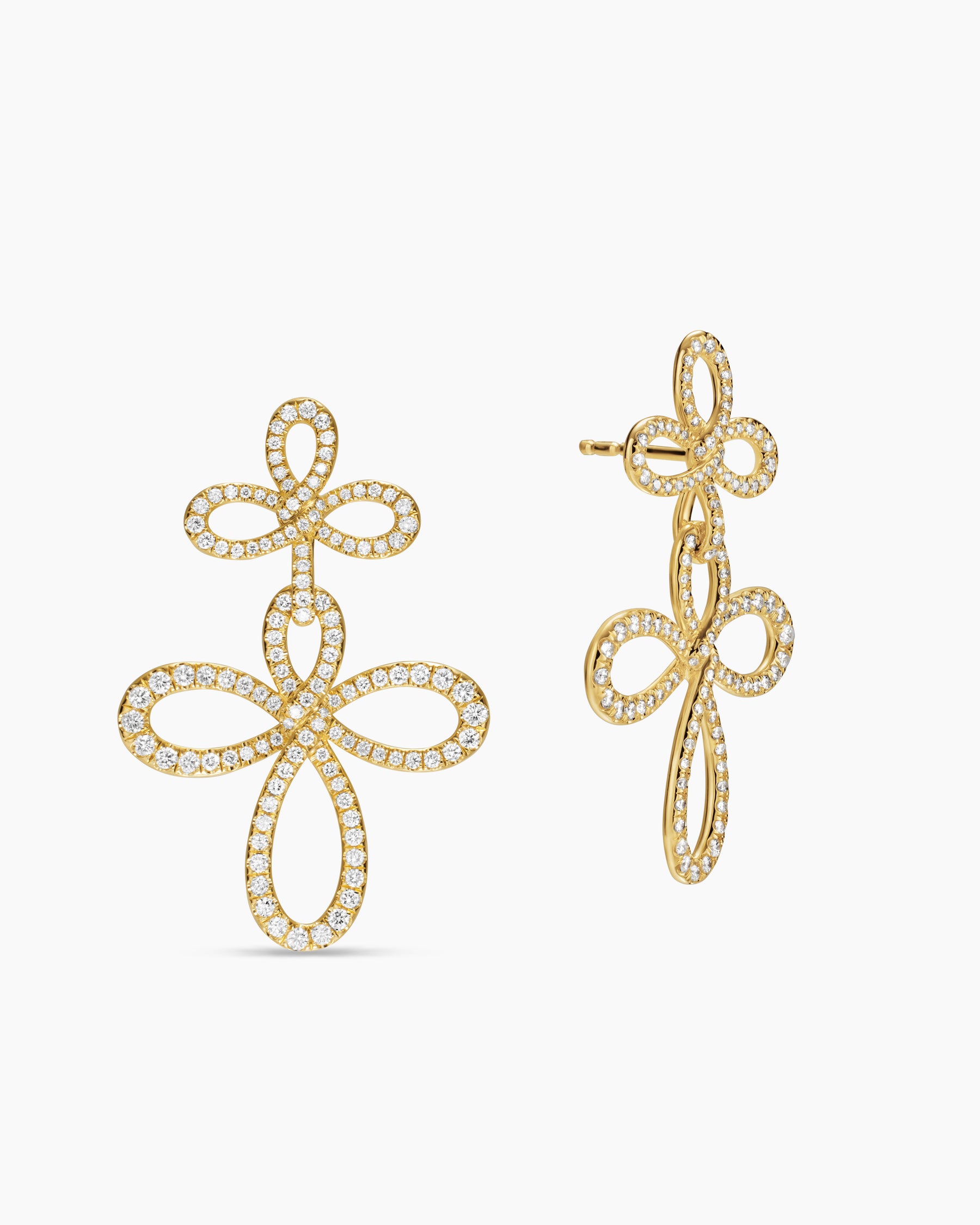 Wisteria Drop Earrings in 18K Yellow Gold with Diamonds, 37.8mm - Image 3