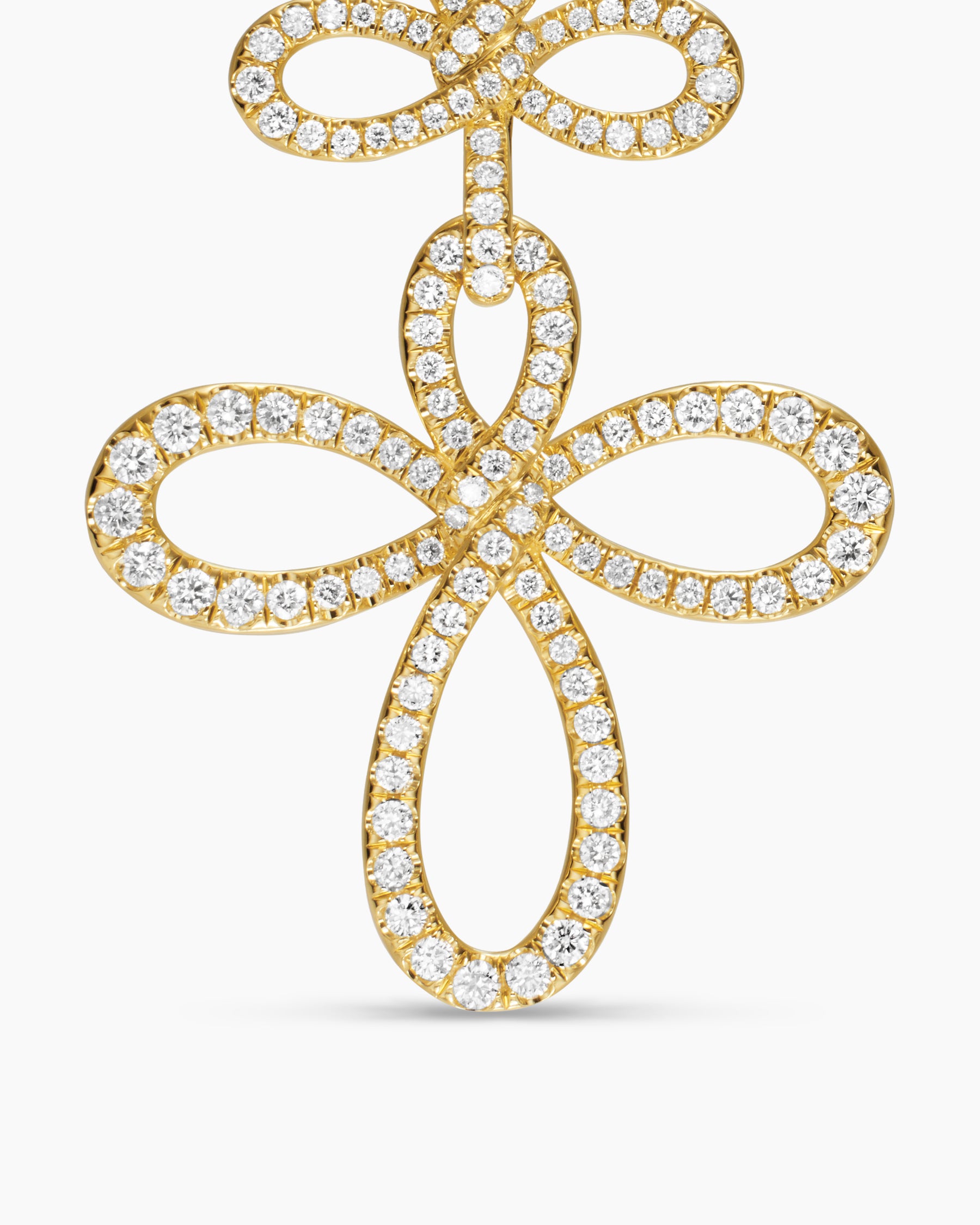 Wisteria Drop Earrings in 18K Yellow Gold with Diamonds, 37.8mm - Image 4
