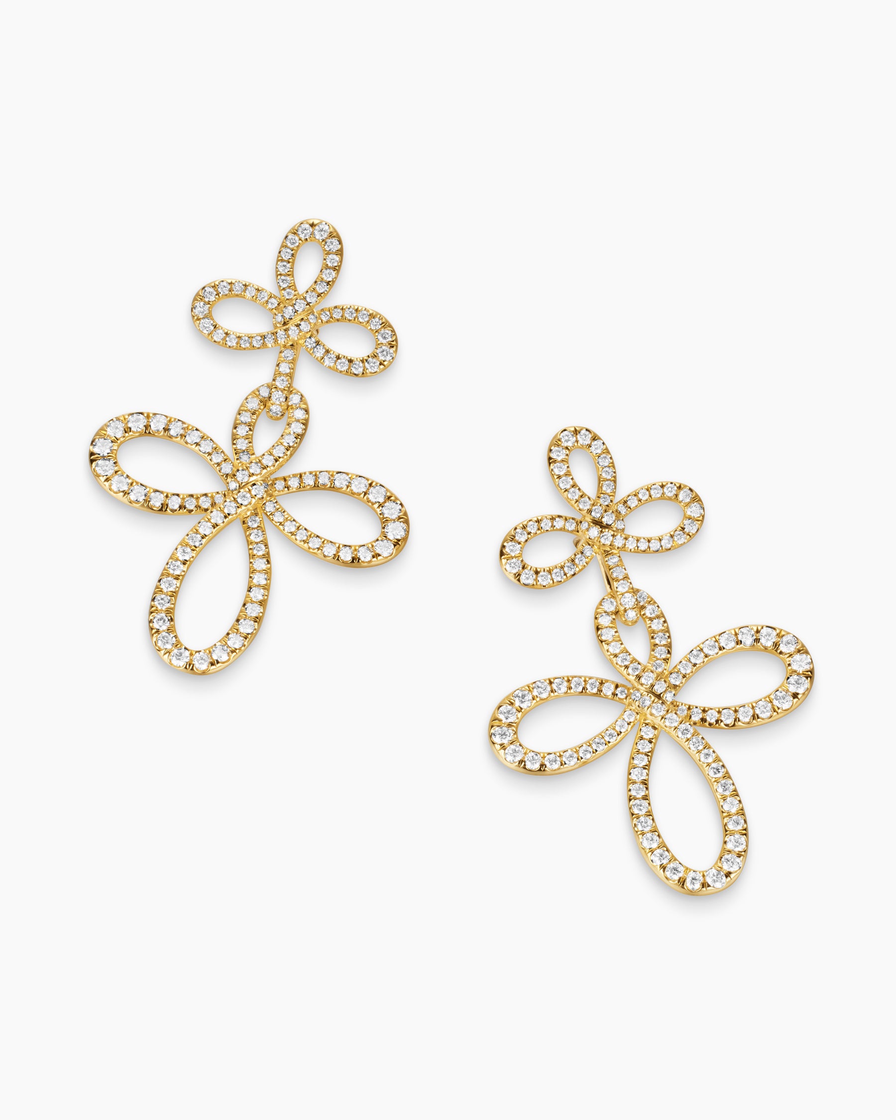 Wisteria Drop Earrings in 18K Yellow Gold with Diamonds, 37.8mm - Image 5