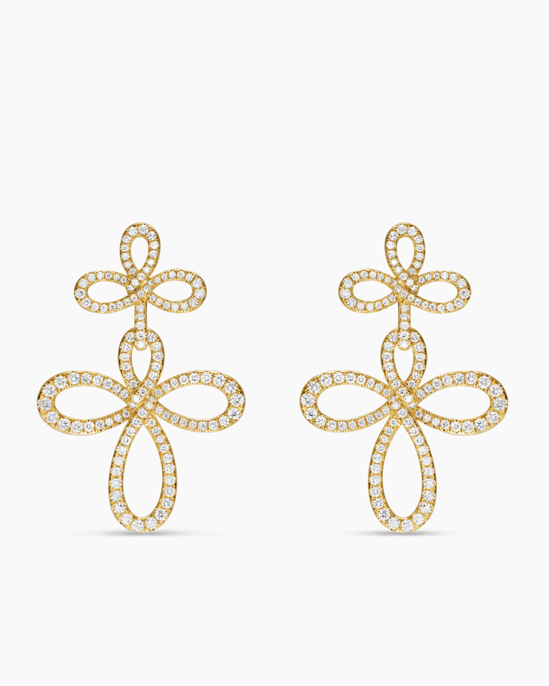 Wisteria Drop Earrings in 18K Yellow Gold with Diamonds, 37.8mm