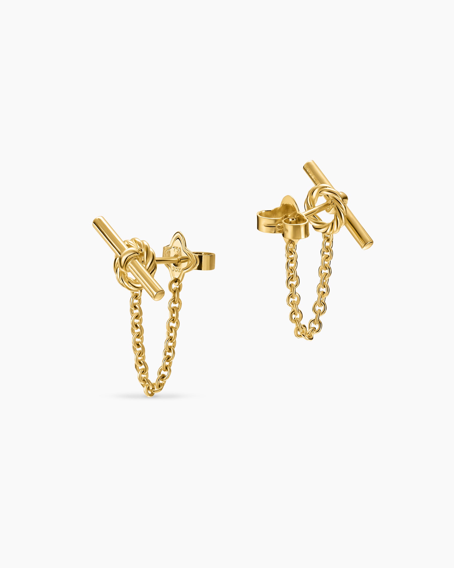 DY Mercer Petite Toggle Chain Stud Earrings in 18K Yellow Gold, 38.2mm - Image 3