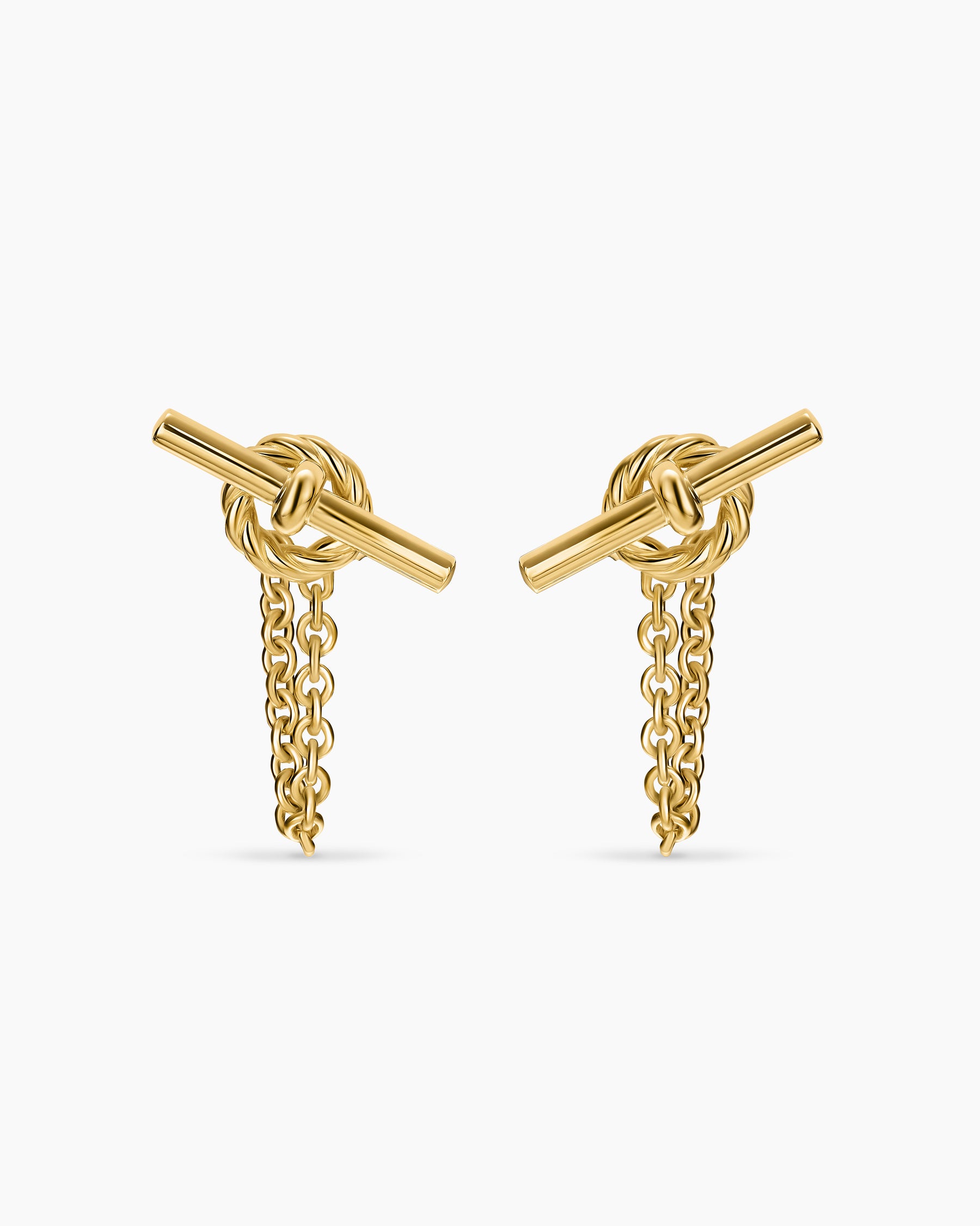 DY Mercer Petite Toggle Chain Stud Earrings in 18K Yellow Gold, 38.2mm