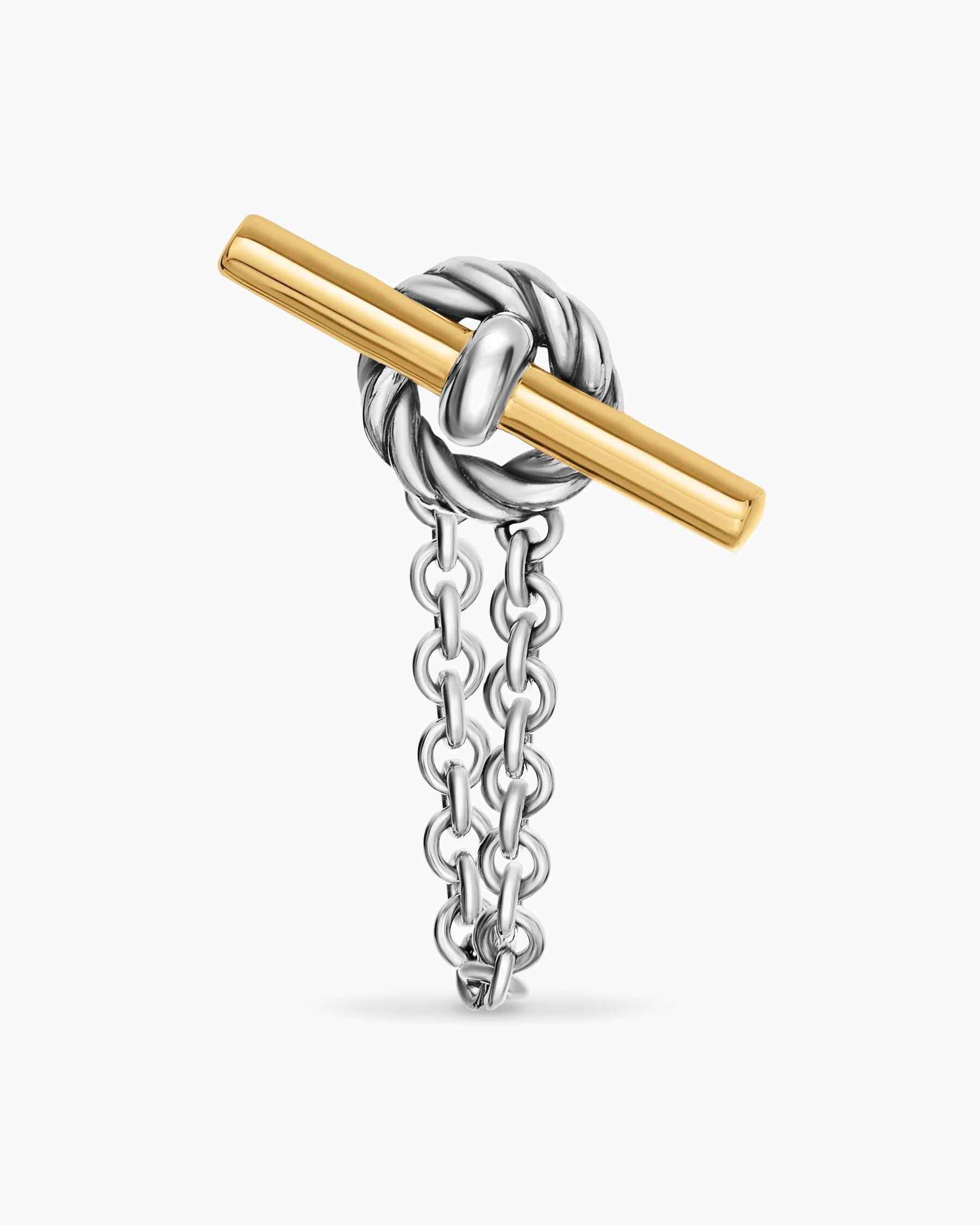 DY Mercer Petite Toggle Chain Stud Earrings in Sterling Silver with 18K Yellow Gold, 38.2mm - Image 4