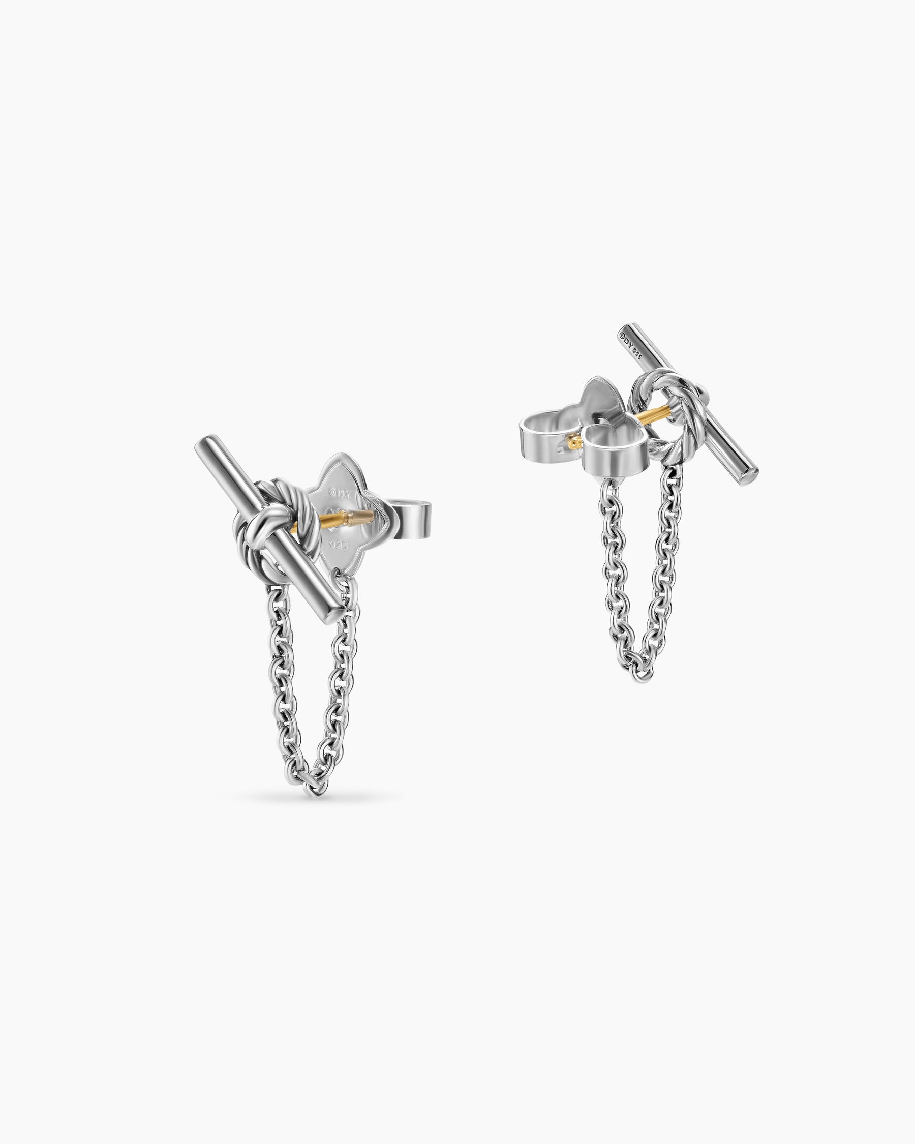 DY Mercer Petite Toggle Chain Stud Earrings in Sterling Silver, 38.2mm - Image 3