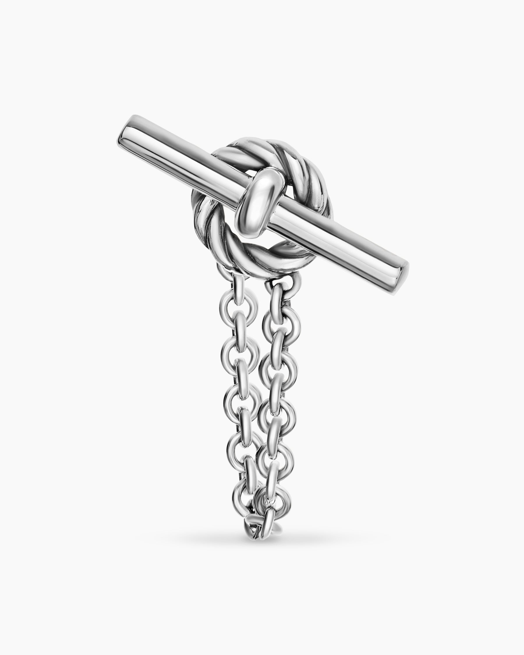 DY Mercer Petite Toggle Chain Stud Earrings in Sterling Silver, 38.2mm - Image 4