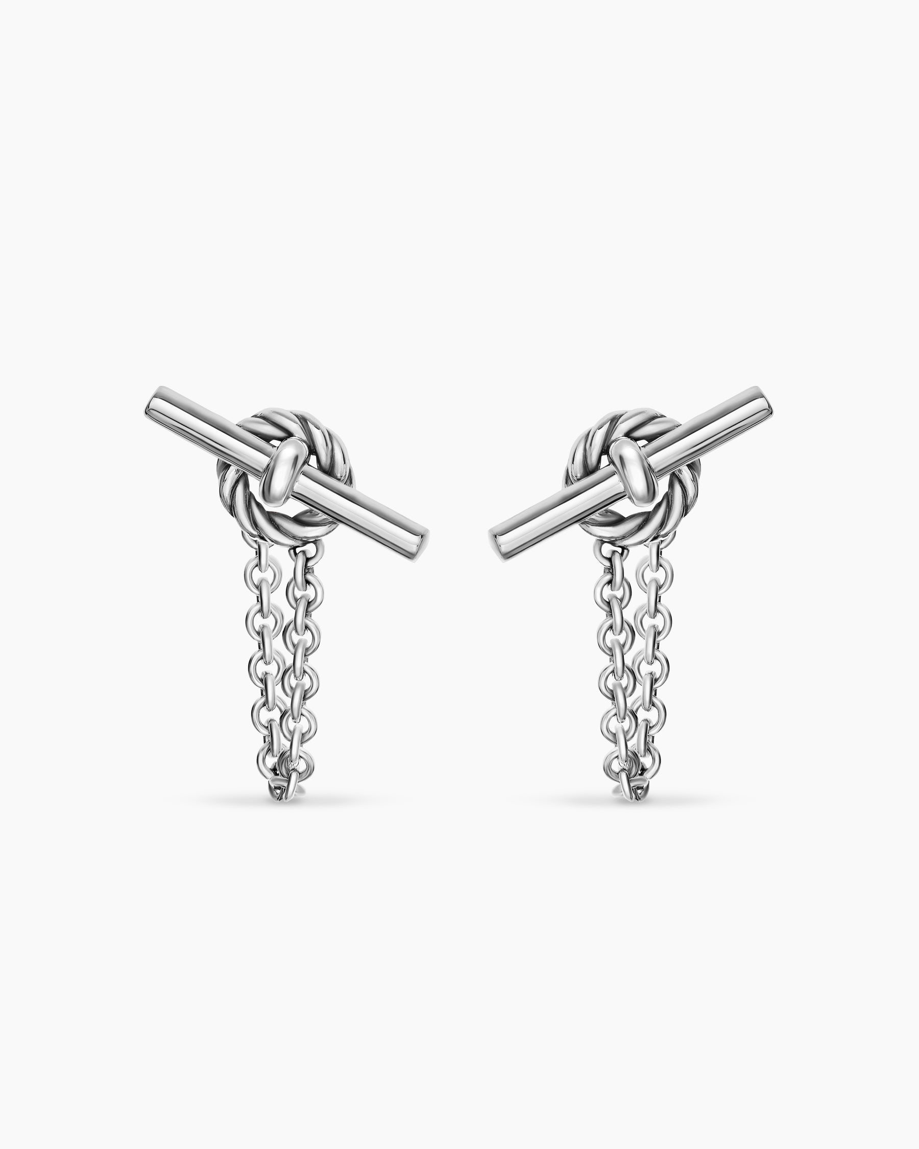 DY Mercer Petite Toggle Chain Stud Earrings in Sterling Silver, 38.2mm