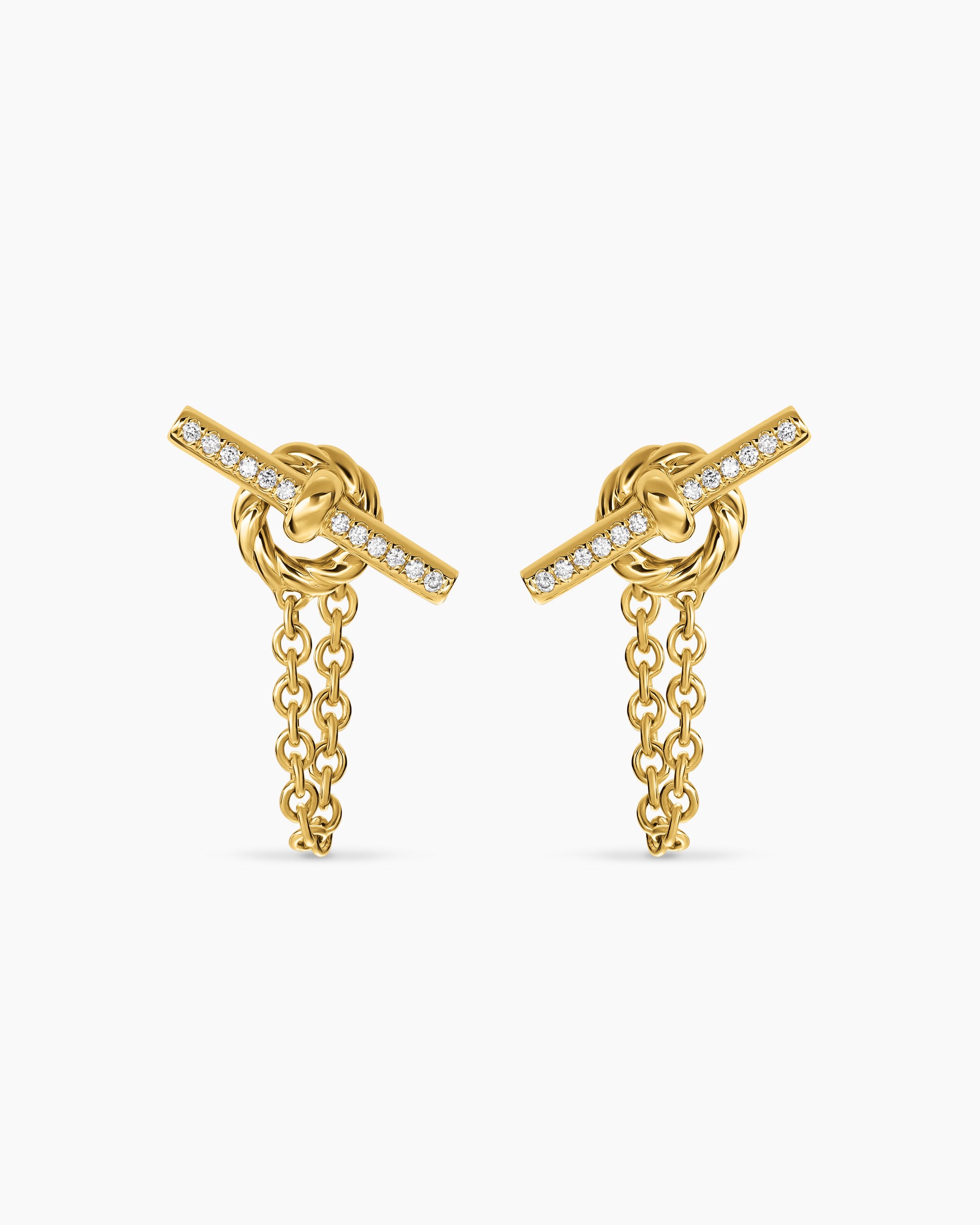 DY Mercer Petite Toggle Chain Stud Earrings in 18K Yellow Gold with Diamonds, 38.2mm