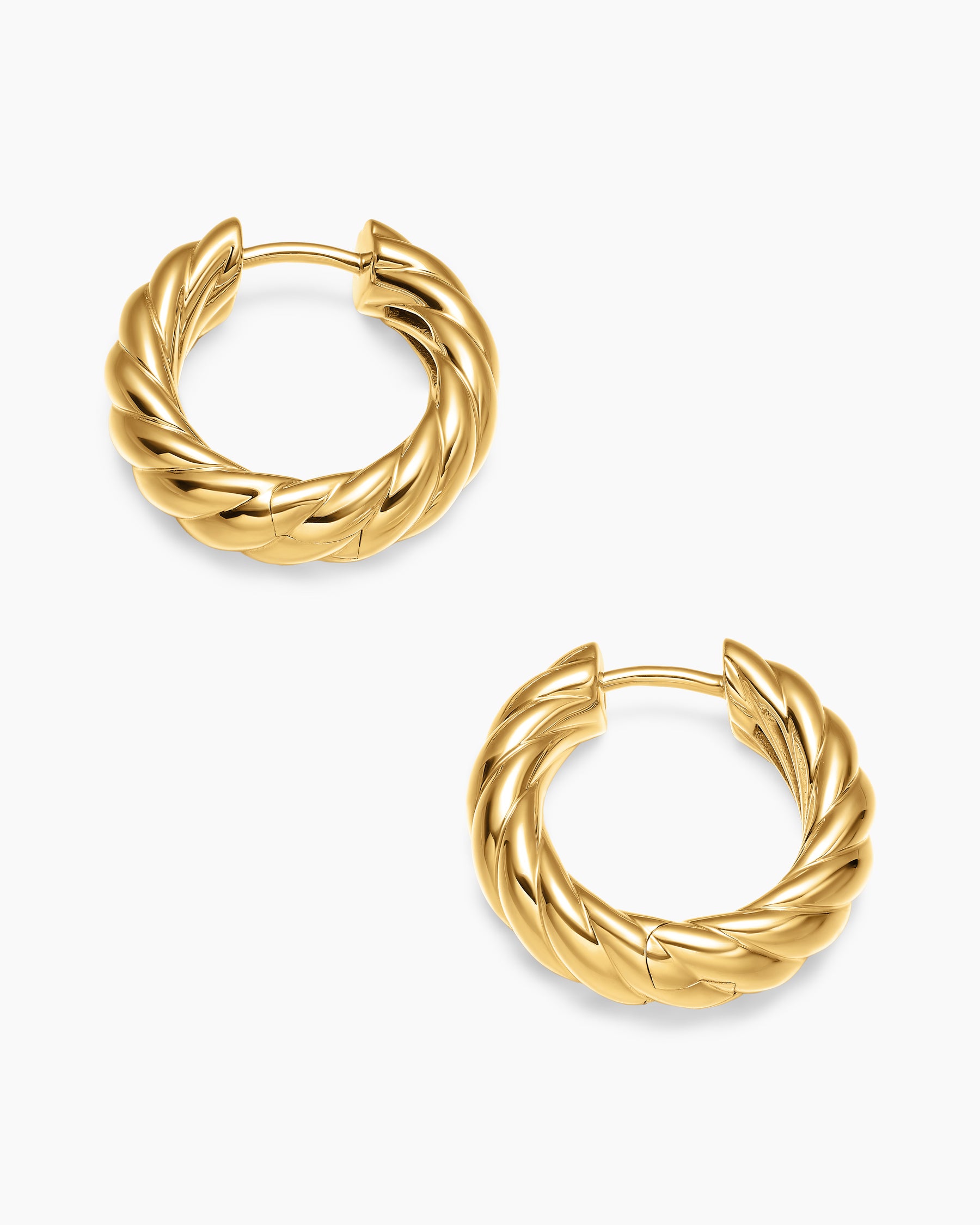 Sculpted Cable Hoop Earrings in 18K Yellow Gold, 18.6mm - Image 4