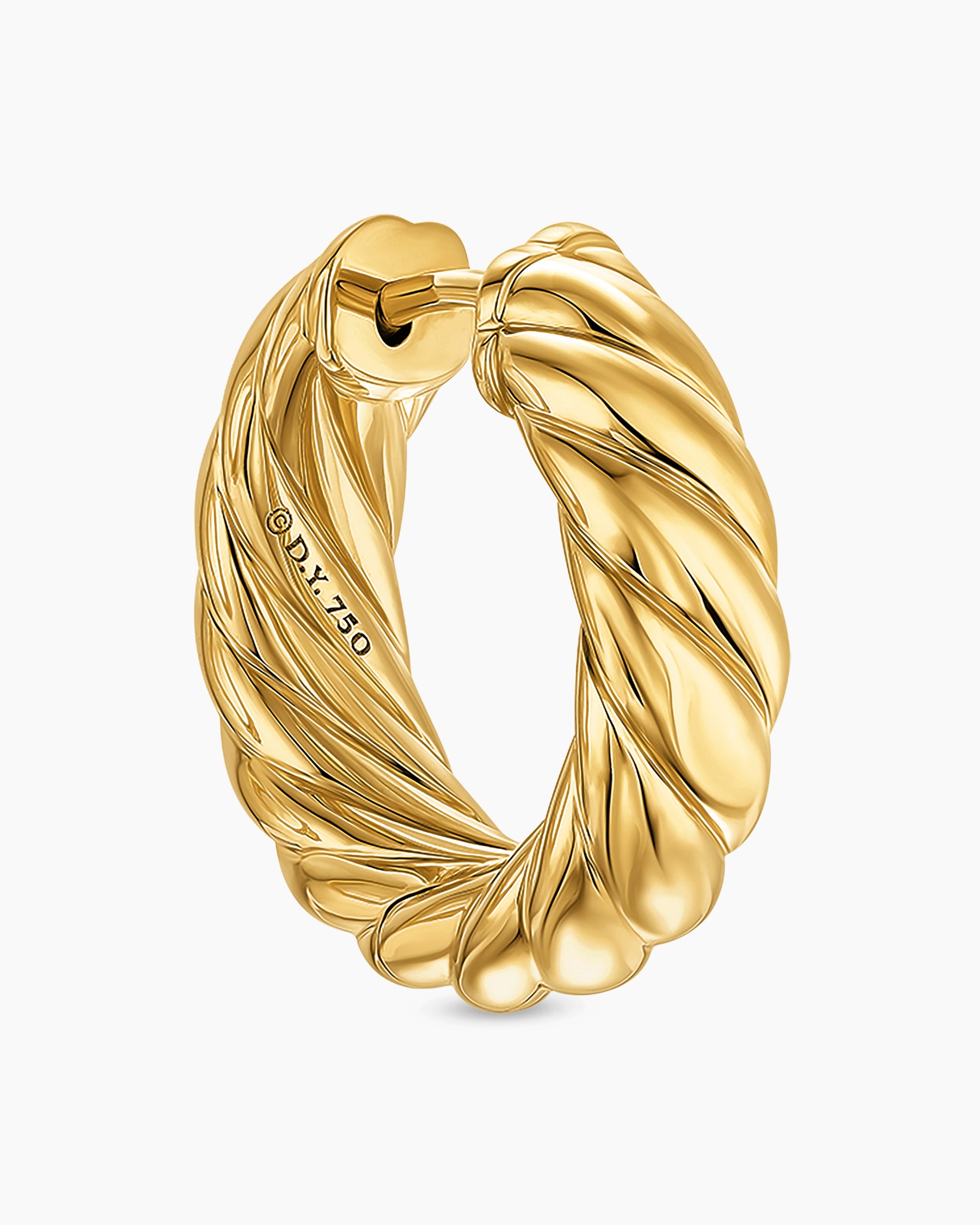 Sculpted Cable Hoop Earrings in 18K Yellow Gold, 18.6mm - Image 5