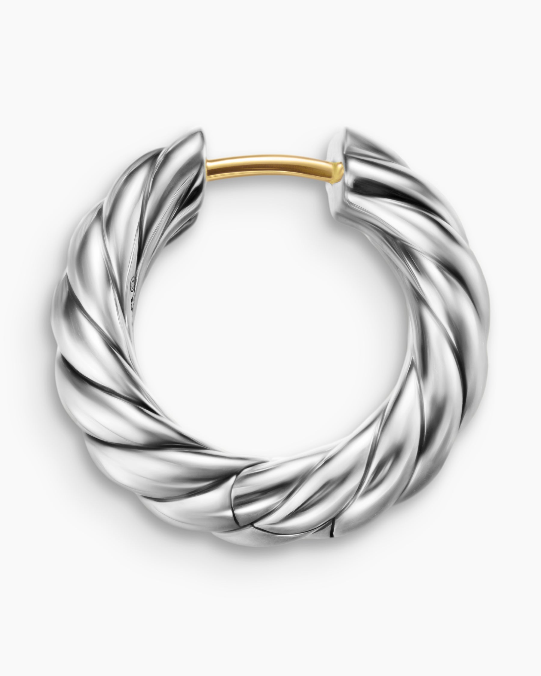 Sculpted Cable Hoop Earrings in Sterling Silver, 18.6mm - Image 3